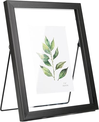 Miniatura 9 de Aynoo Marco de fotos flotante de madera de 7 x 9, mesa de 8 x 10, 7 x 9, 6 x 8, marco flotante de metal negro estilo moderno (PHSD), 1 paquete