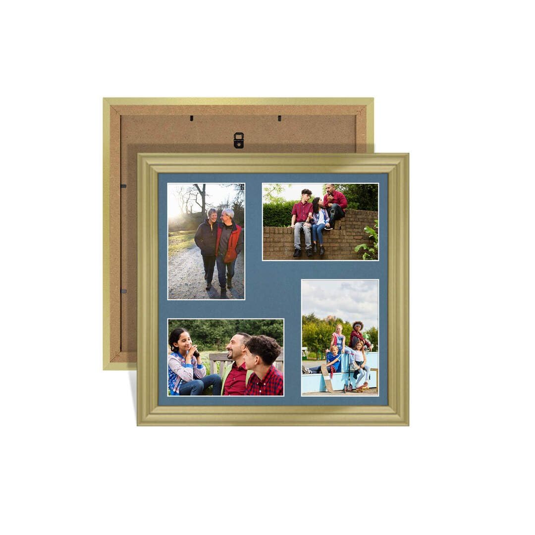 Procut Global 12X12 Gold Photo Frames For Multiple Pictures with Pompadour Mount-Classic Collage Frame with 4 Apertures (4x) 6X4-Engineered Wood with Shatterproof Perspex