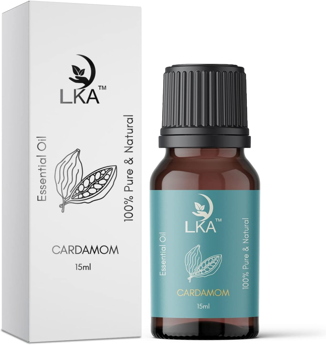 LKA Cardamom Essential Oil 15ML | 100% Pure Natural & Undiluted for Skin & Hair | with dropper (Pack of 1)