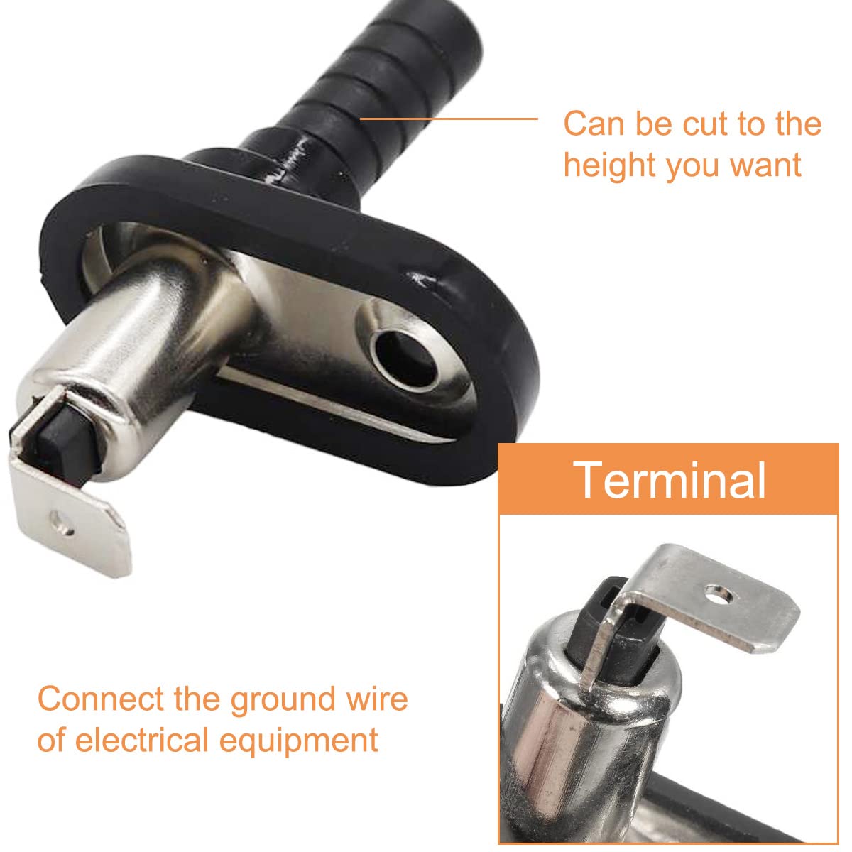 Door Jamb Switch Mount Pin Flange Light Hood for Car Truck Boat 20A 12VDC, Nickel Plated Adjustable Momentary ON Off Mounting Pins Switch with Rubber Boot, 5 PCS - Image 3