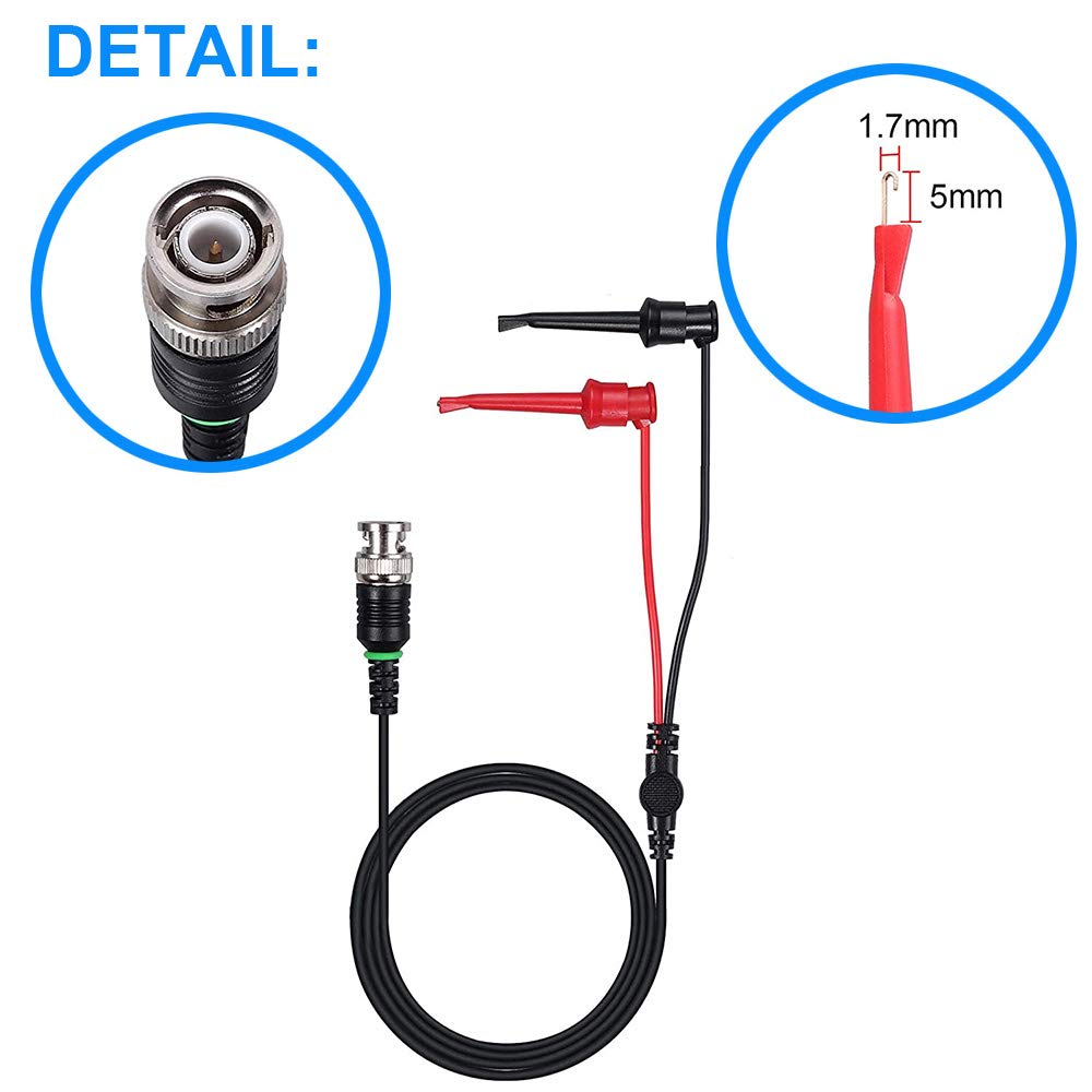 2PCS P6100 Oszilloskop Sondenkit 100MHz Scope Clip Testsonde für Oszilloskop mit BNC zu Mini Hakenleitungen, BNC Stecker zu BNC Stecker Kabel
