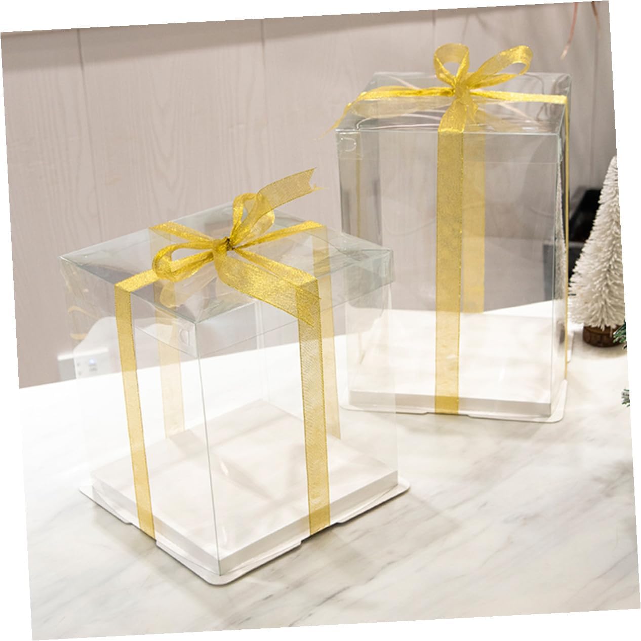 Zerodeko 5pcs Transparent Cake Storage Containers Baking Dessert Boxes with Elevated Design for Birthday Party Shower Wedding Display