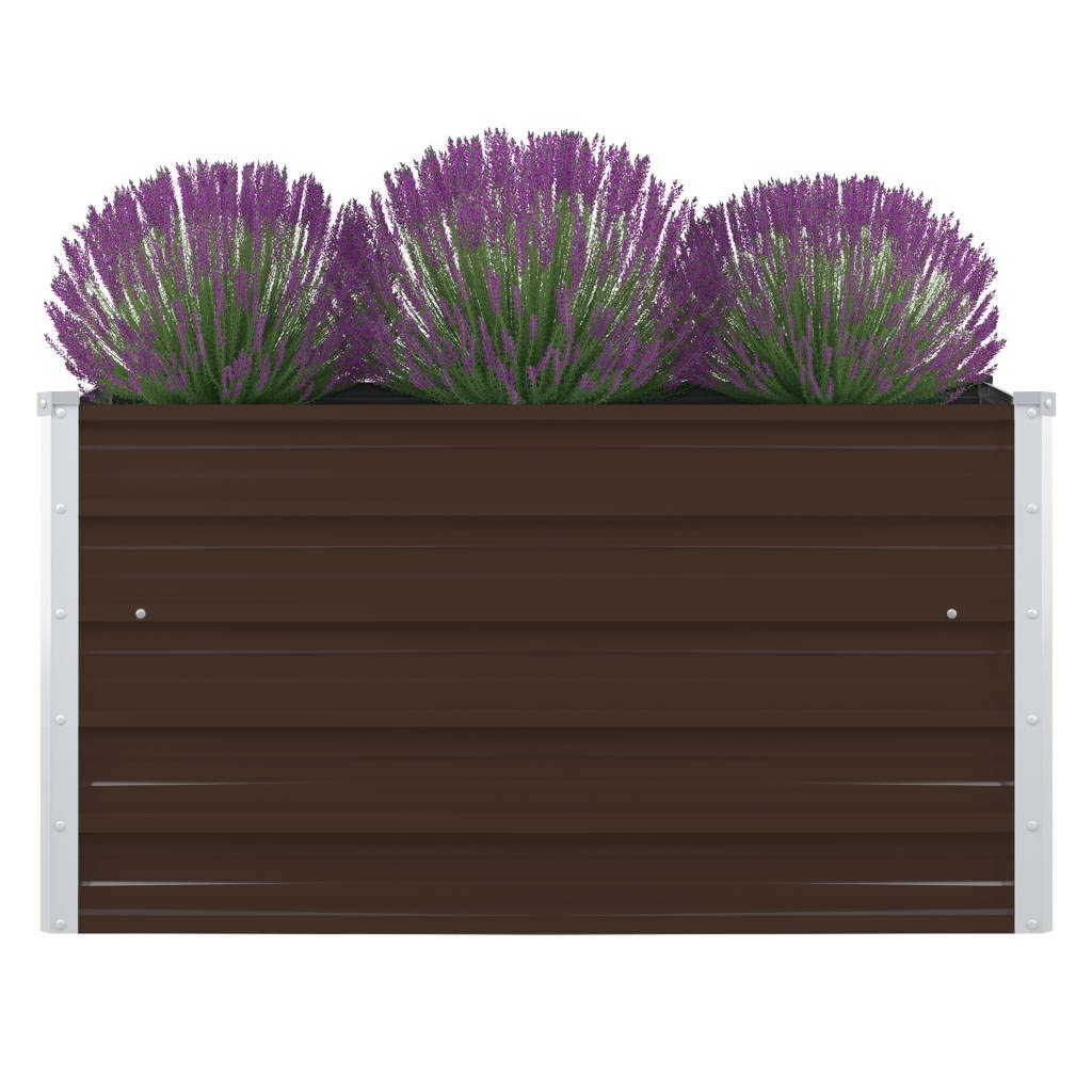 vidaXL Raised Garden Bed - Spacious Planting Solution - Galvanized Steel Material in Brown Color - Square Design - Sturdy with Edge Fold Safety - Easy Assembly - Size: 39.4