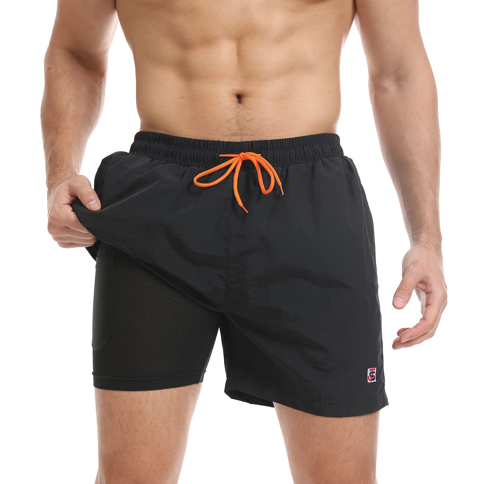JustSun Badehose Herren Schnelltrocknend Boardshorts mit Mesh-Futter und Verstellbarem Tunnelzug