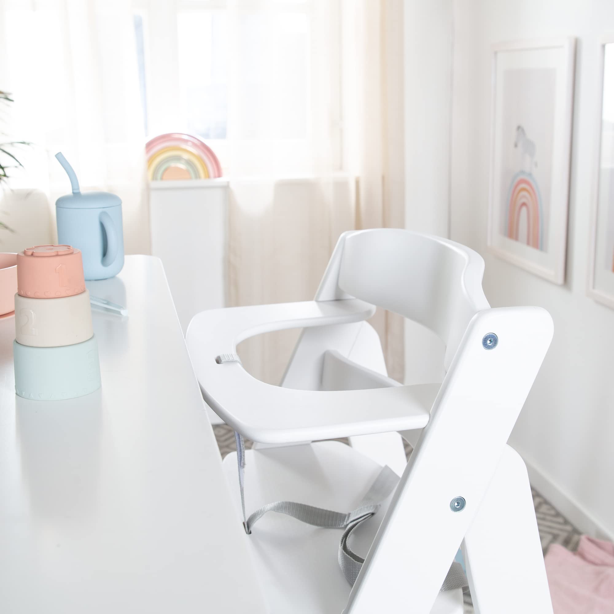 roba Seggiolone Evolutivo Sit Up Flex 2 in 1, Altezza Regolabile, dai 6 Mesi fino ai 70 kg, con Poggiapiedi, Robusto ed Ergonomico, Legno Laccato Bianco