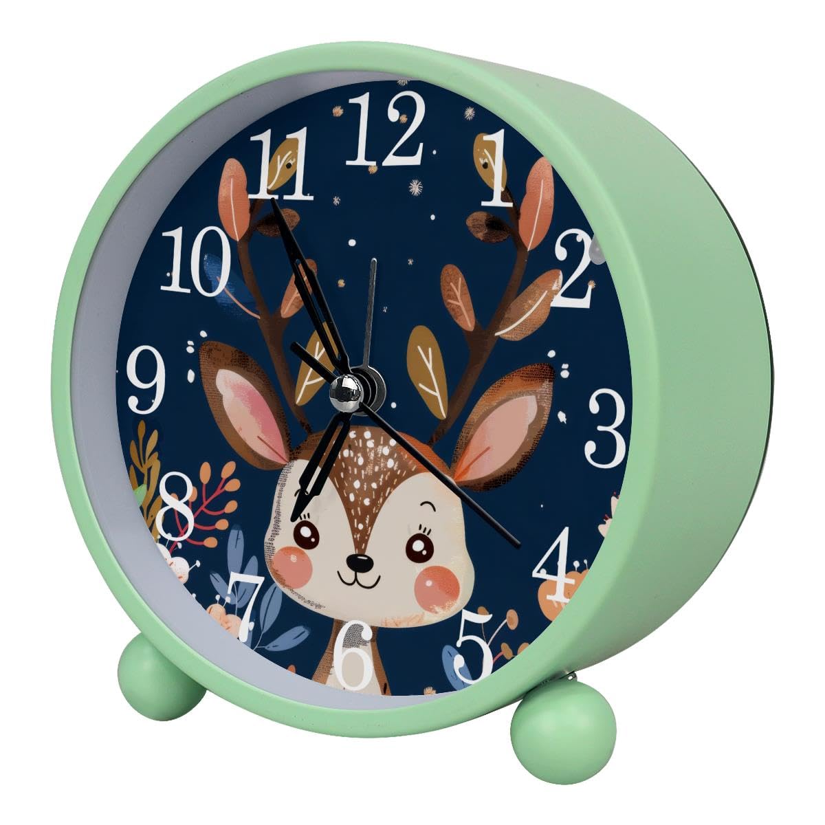 Luoweisi Alarm Clock Deer Floral, Silent Non-Ticking with Night Light