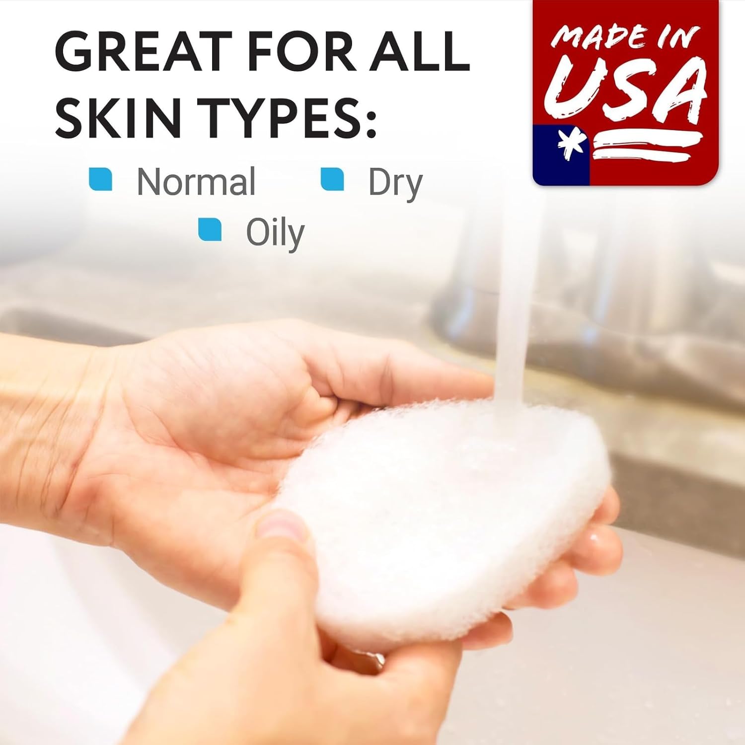 IMPRESA 20 Pack Facial Sponge for Daily Deep Cleansing - Buff Style Exfoliating Pads for Removing Dead Skin, Dirt & Makeup - Made in The USA - Regular (10 Pack) & White (10 Pack)