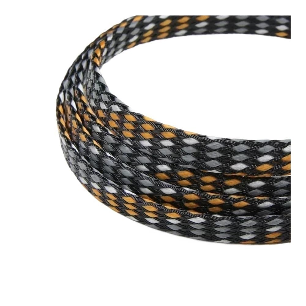Funda trenzada expandida de 1/5/20/50 m, 4/8/12 mm, hilo de algodón PET de polipropileno suave, envoltura de alambre aislado, línea de protección de cables (naranja, blanco y gris, 12 mm_50