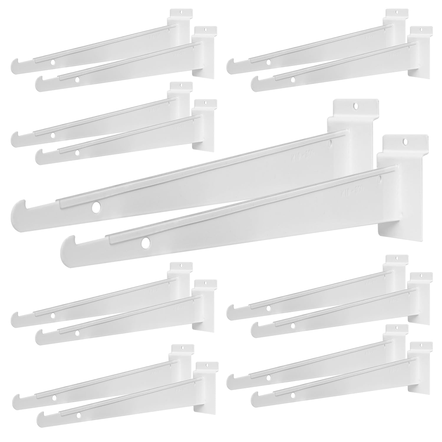 16 Pack Slatwall Knife Shelf Bracket, 12 inch Heavy Duty Shelf Bracket for Slat Wall, White Metal Slatwall Accessories with Lip for Slatwall Panels Shelving Display Household Commercial
