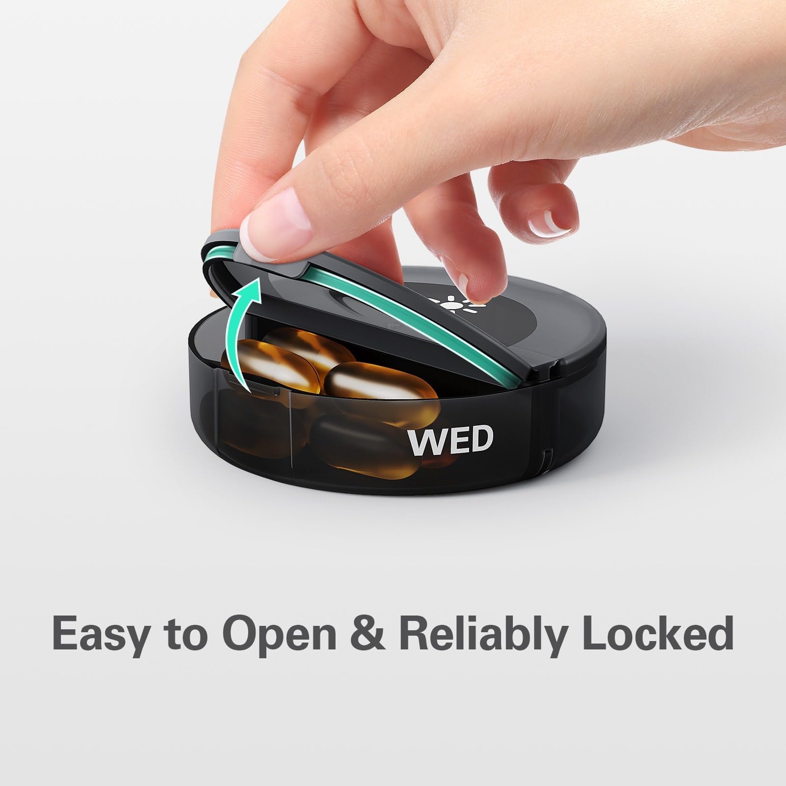 TookMag Pill Organizer 2 Times a Day, Weekly AM PM Box, Large Capacity 7 Day Cases for Pills/Vitamin/Fish Oil/Supplements (Black)