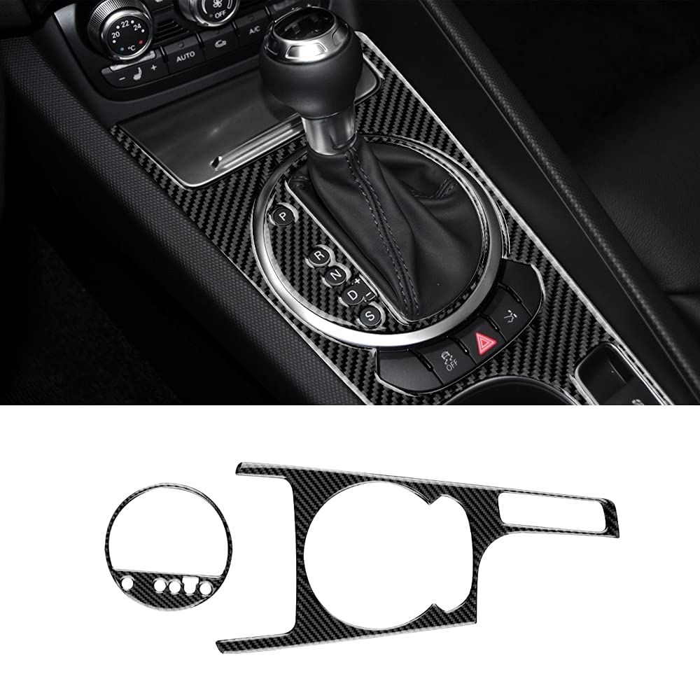 KUNGKIC Kohlefaser Auto Schalthebelknauf Konsole Media Panel Abdeckung Für Audi TT zubehör innenraum 2007 2008 2009 2010 2011 2012 2013 2014 Schwarz