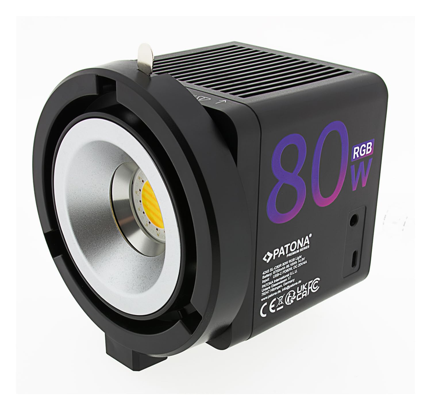 PATONA Premium RGB Profi Videolicht | SL-80R | Video Licht 80W | 2500K – 6500K | 25.550-32.030 LUX | CRI≥95/≥97 | App Steuerung | COB Dauerlicht für Studio & Außenbereich