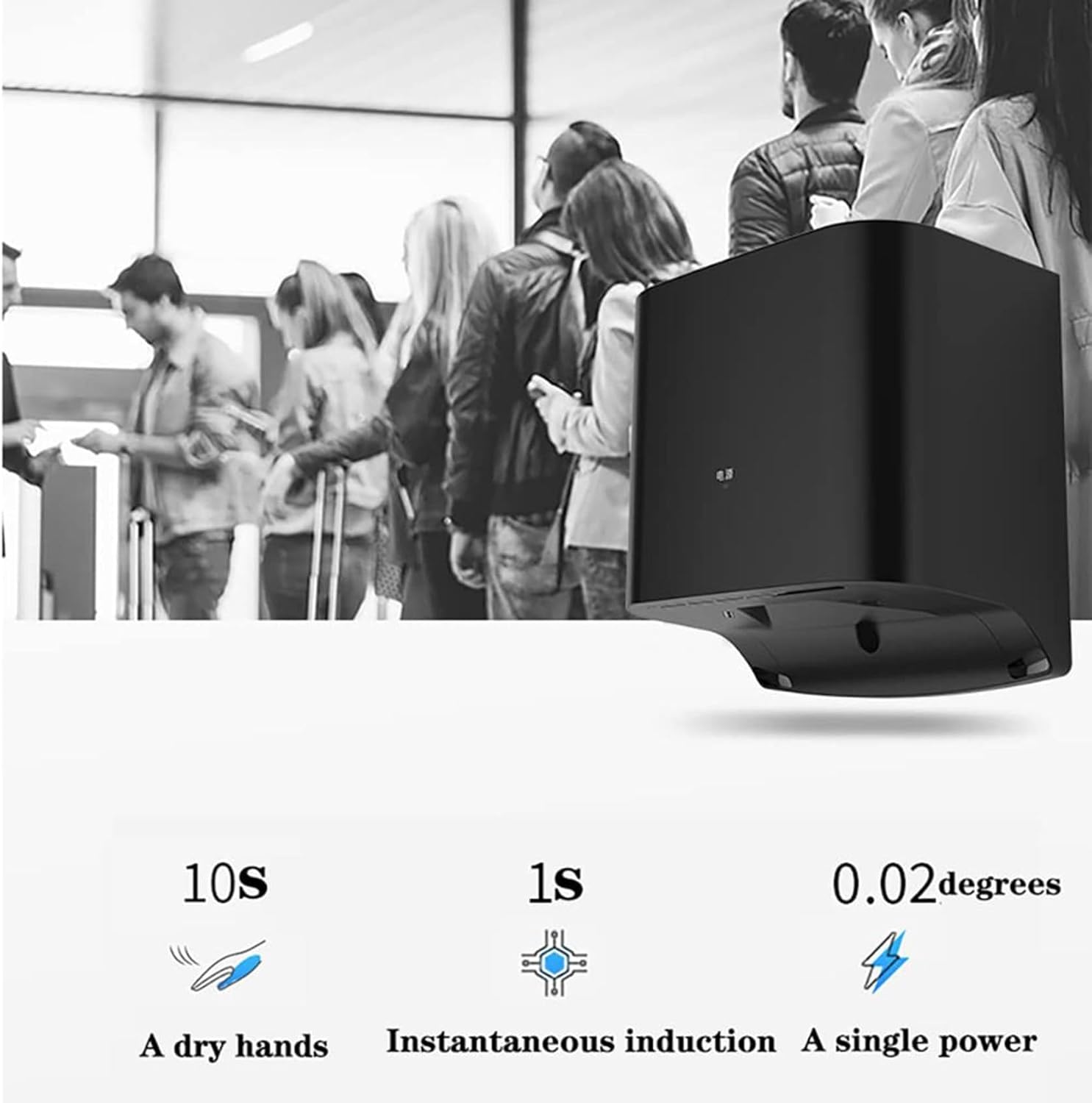 Hand Dryers for Toilets Commercial, Automatic Induction Hand Dryer, 1250W High Speed Energy Saving Electric Hand Dryer, Touch-Free Wall-Mounted Hand Dryer for Washrooms WC,Gold