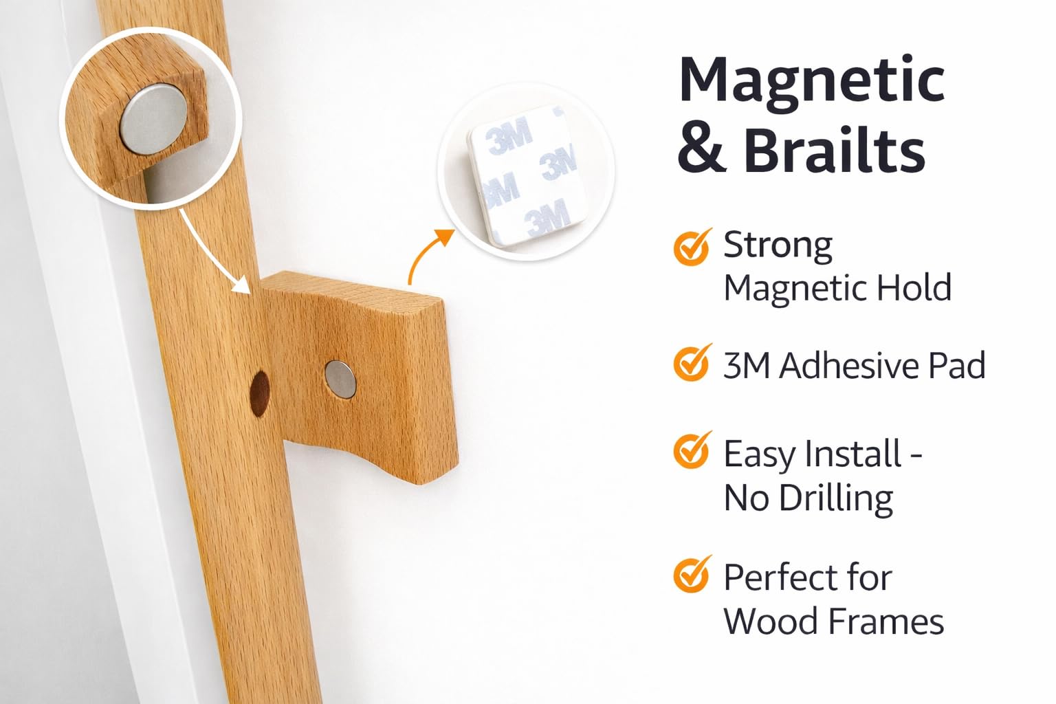 Wall mounted Magnetic wood shoe horn, 55CM or 70CM long, real wood, Shoe helper for Elderly - Cordwainers Atelier - 5
