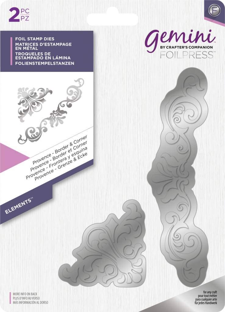 GeminiCrafter's Companion FSPROBC Foilpress Stamp Die Elements-Provence Border & Corner, Silver