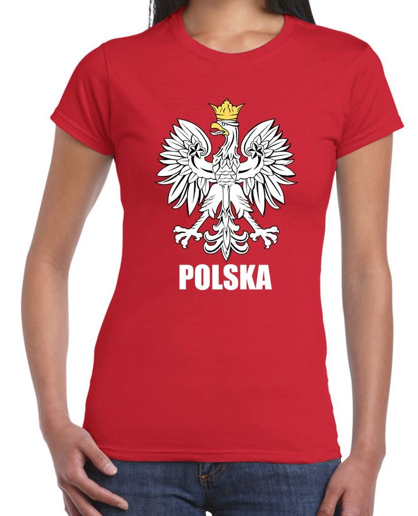 Tribal T-Shirts Womens Polish Eagle Polska Flag T-Shirt (Large, Red)