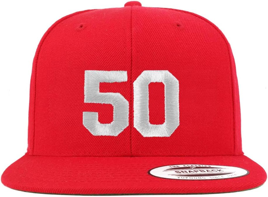 Trendy Apparel Shop Number 50 White Thread Embroidered Flat Bill Snapback Baseball Cap