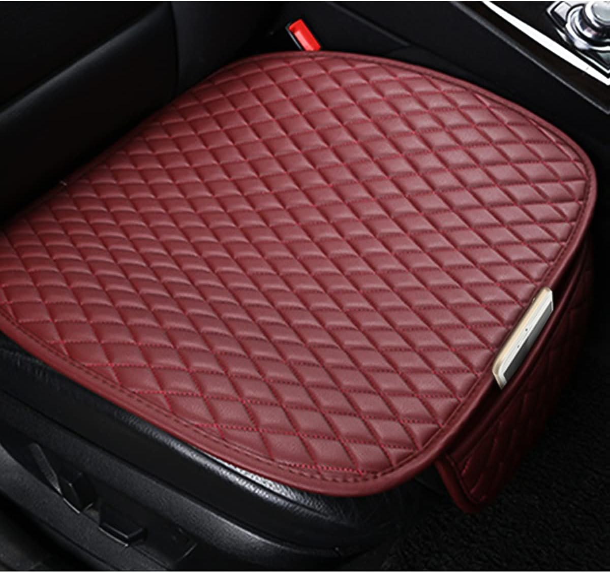 Leather Car Seat Cover/Protector, Car Seat Cushion, Comfortable, Compatible with 90% Vehicles, Cars, SUVs, Car Interior Accessories for Men and Women (Red) : Automotive