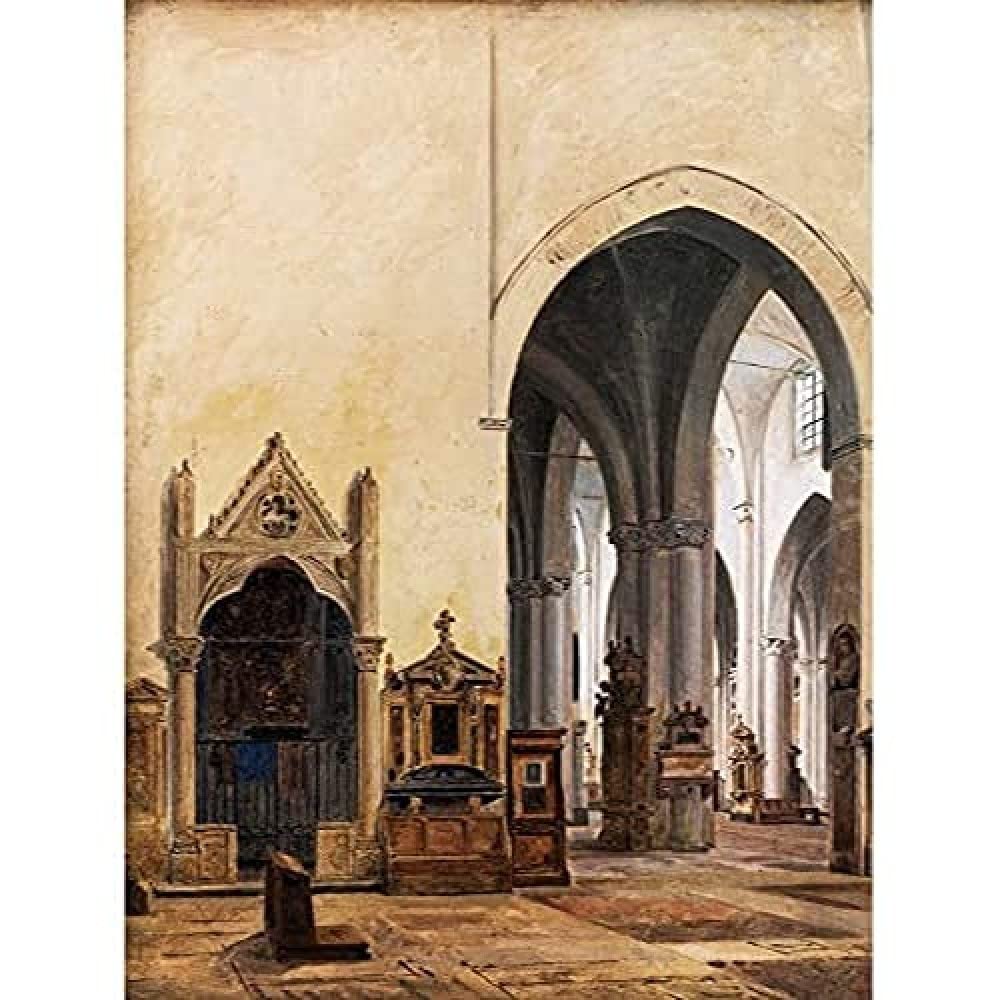 Hansen Interior St Maria Minerva Rome Painting Art Print Canvas Premium Wall Decor Poster Mural