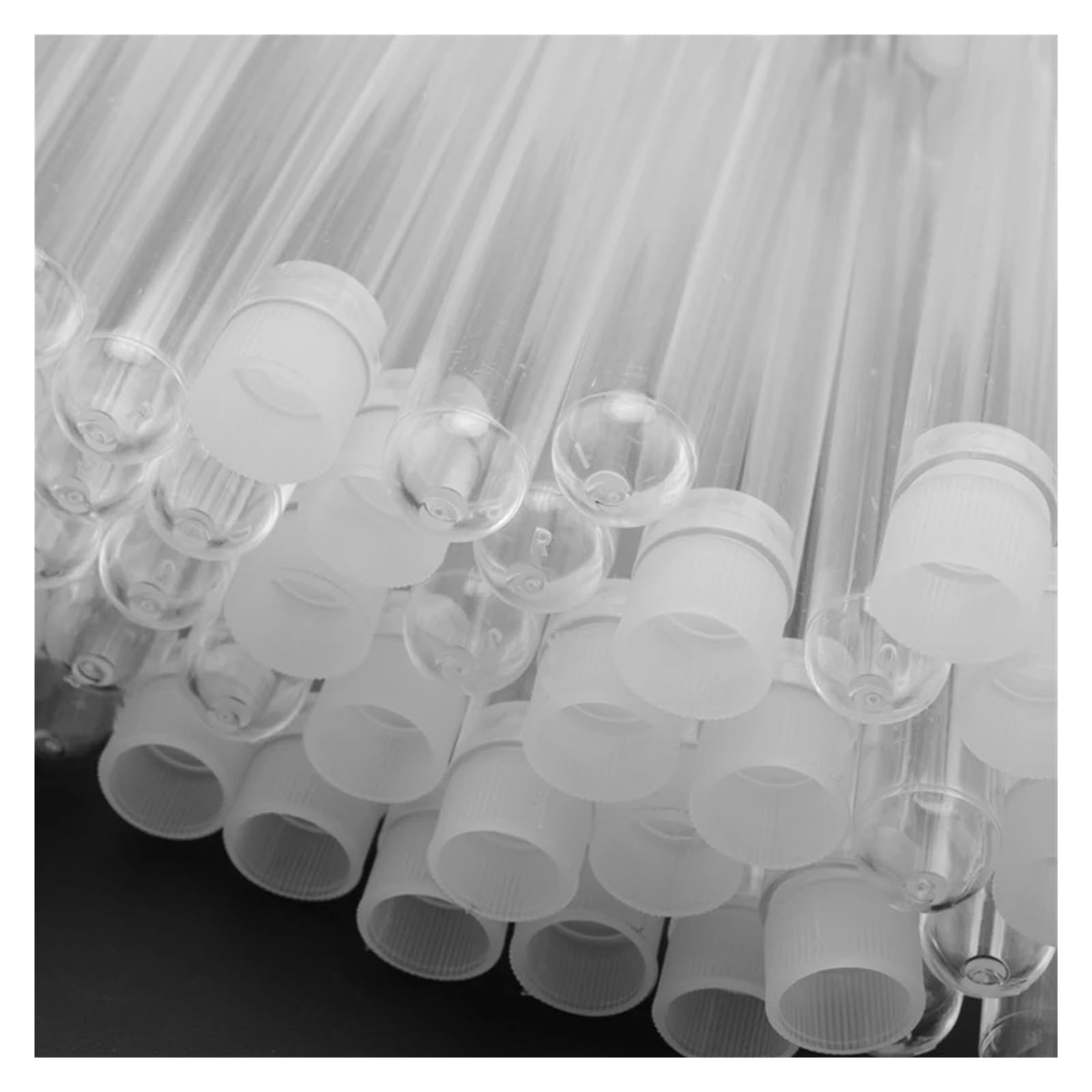 EDVTK35 300Pcs 12X100mm Transparent Laboratory Clear Plastic Test Tubes Vials With Push Caps School Lab Supplies