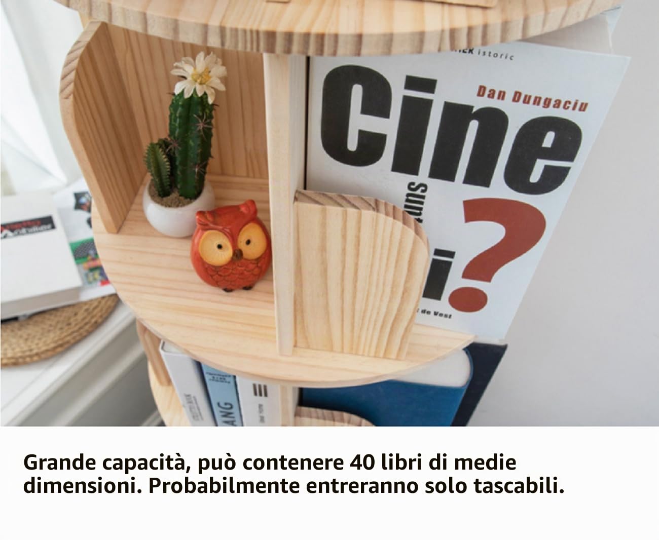 Heehee Libreria rotante a 360 gradi, libreria da pavimento, per bambini e adulti, organizer multifunzionale (3 livelli)