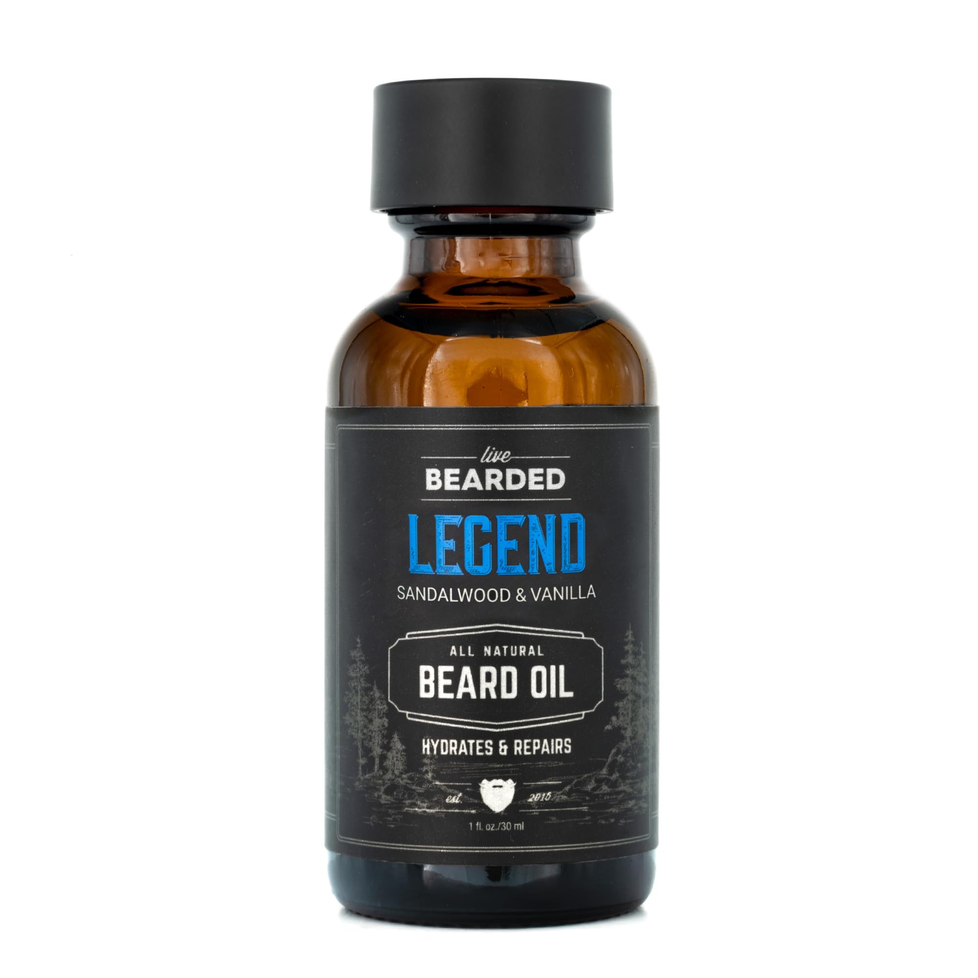 Live BeardedBeard Oil, 1 fl oz - Premium All-Natural Jojoba - Made in the USA - Hair and Skin Care for Men with Dry, Flaky Patches | Legend Scent - Sandalwood, Vanilla