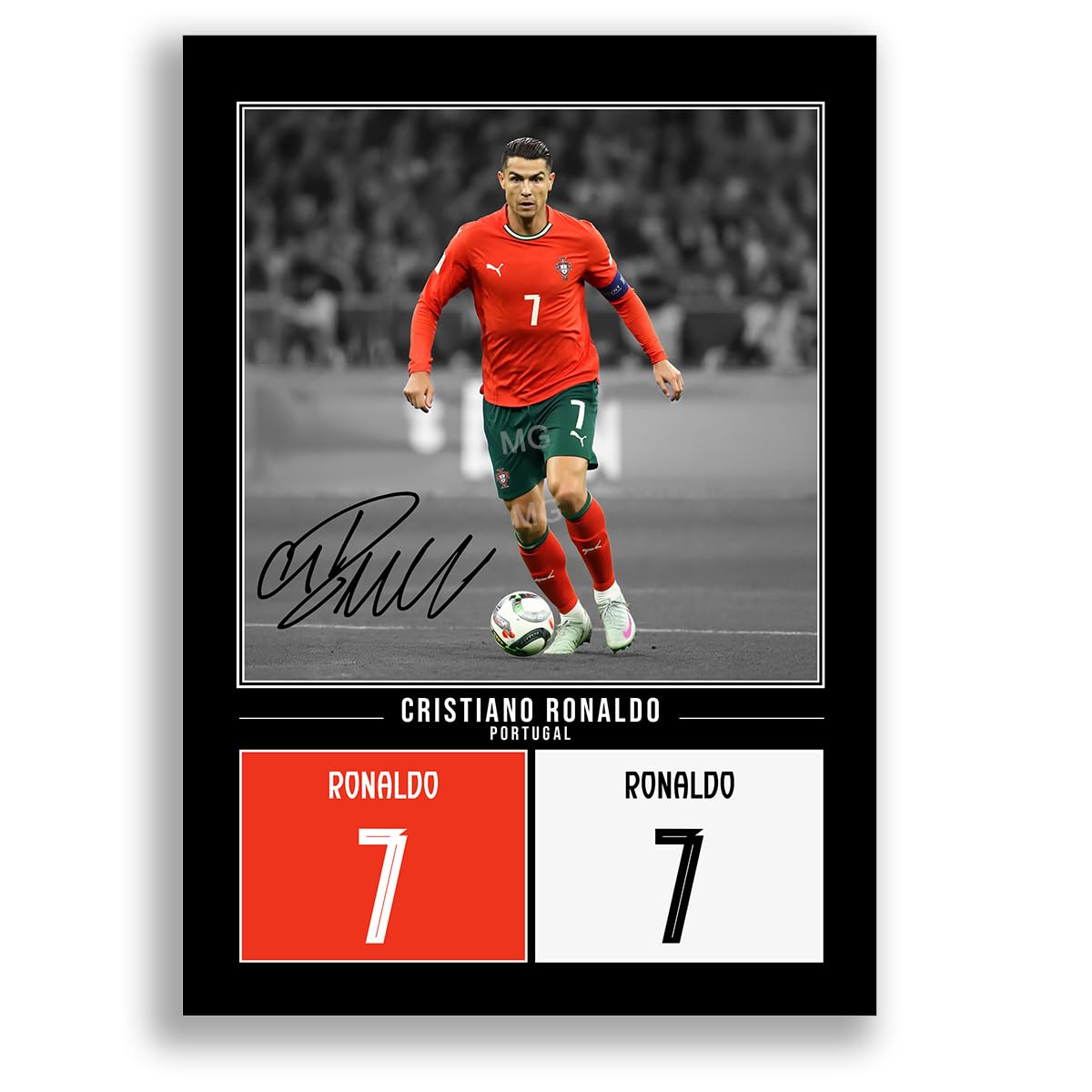 Lamine Yamal Kylian Mbappe Lionel Messi Cristiano Ronaldo Signed Photo Poster Print Picture Display Framed Autograph Memorabilia for Football Fans Gift (Ronaldo A4 Poster Only)