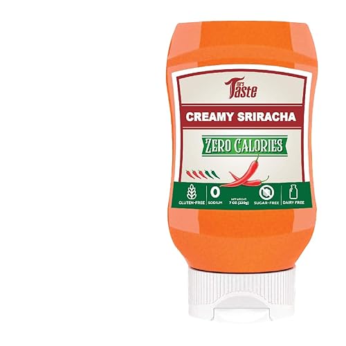 Mrs Taste Sriracha cremosa sin azúcar, cero calorías, cero sodio, cero azúcar, alta fibra, apta para dieta cetogénica, apta para dieta paleo, disponible en Yaxa Costa Rica
