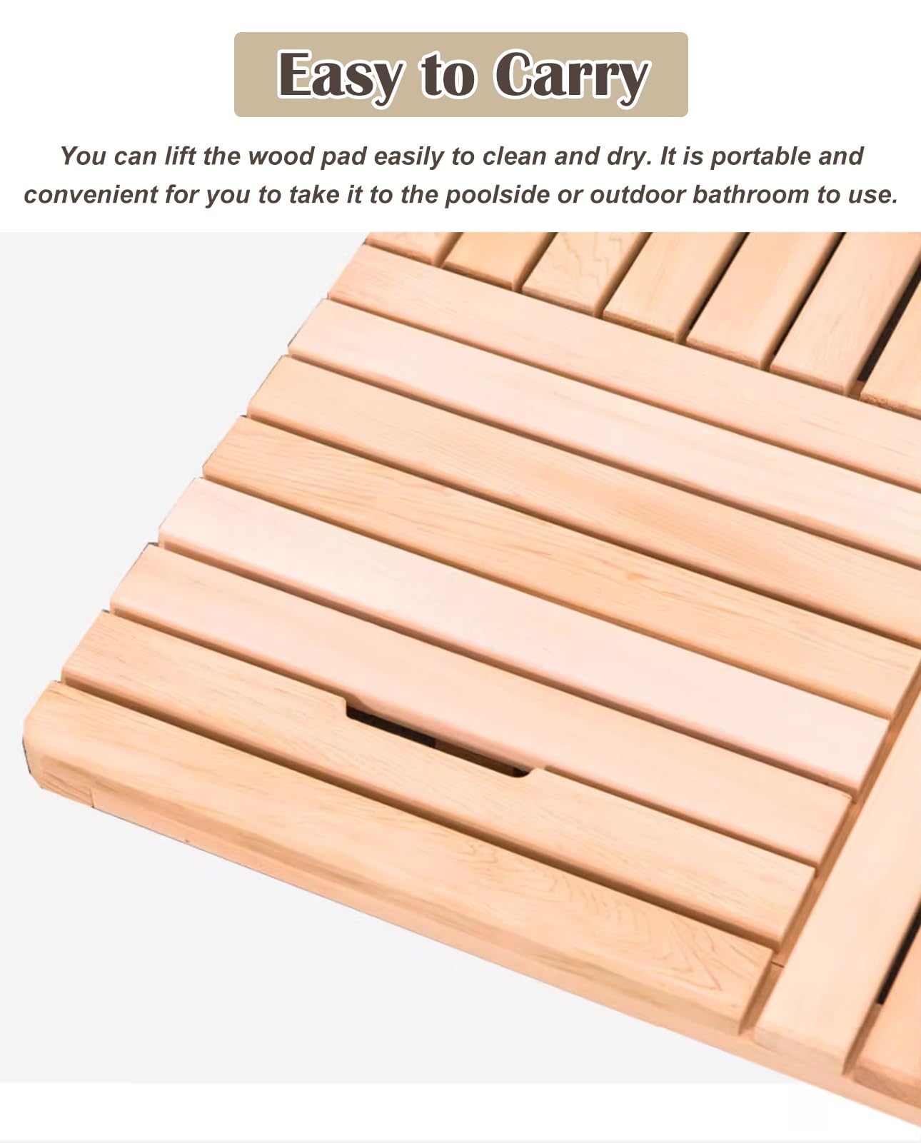 Quadrato Pedana Doccia Antiscivolo per Il Bagno, Lusso Pedana Doccia in Legno Massiccio (Non Verniciato), Pesante Pedana Doccia Legno con Cuscinetto in Gomma Antiscivolo(50x50cm)