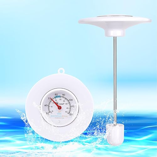 Miniatura 2 de CloudHand Termómetro flotante de fácil lectura, color blanco, pantalla de 1.68 pulgadas con cuerda para piscina al aire libre e interior, bañera de