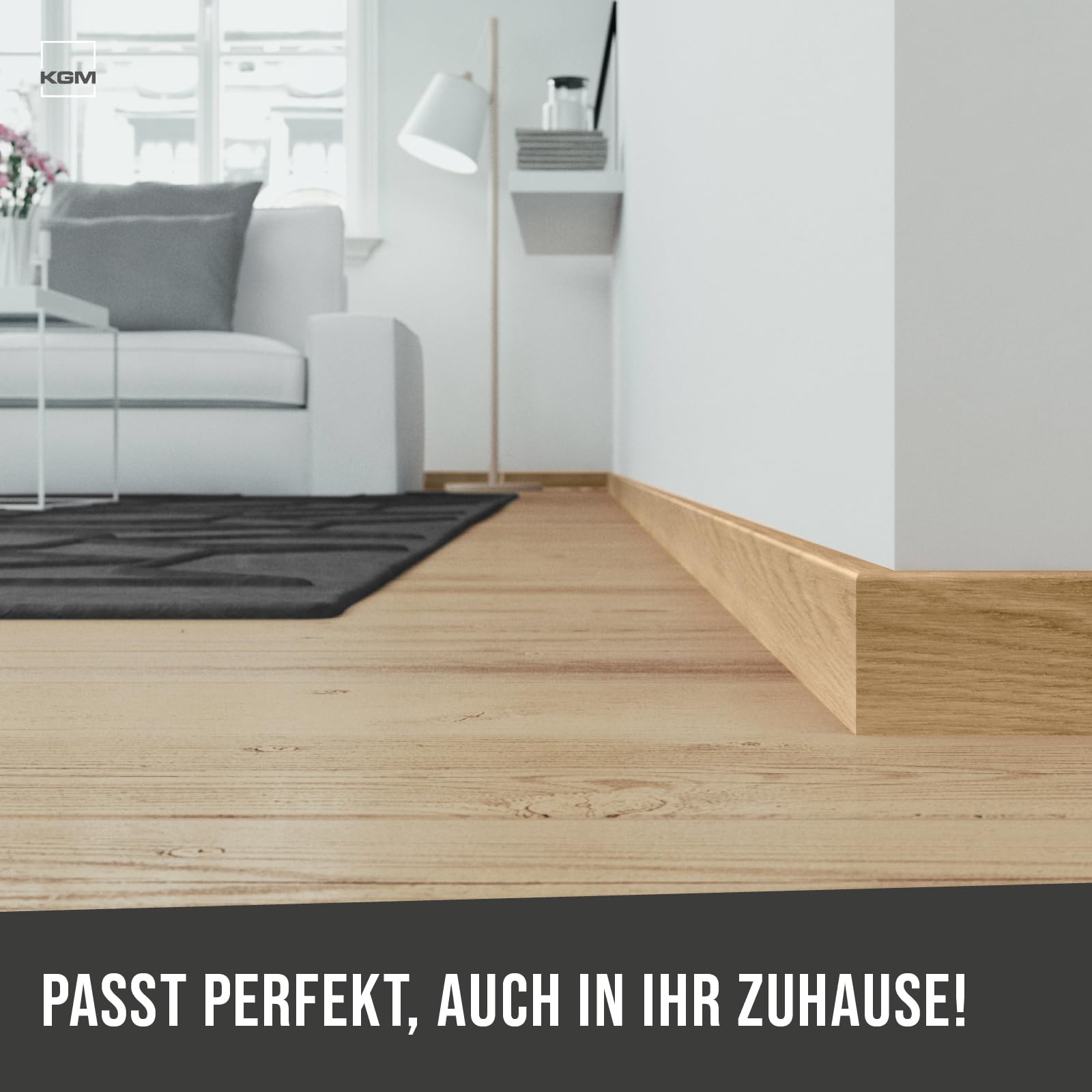 KGM Modern Sockelleiste Eiche – Massivholz – 2400 x 16 x 40 mm – 10 Stk