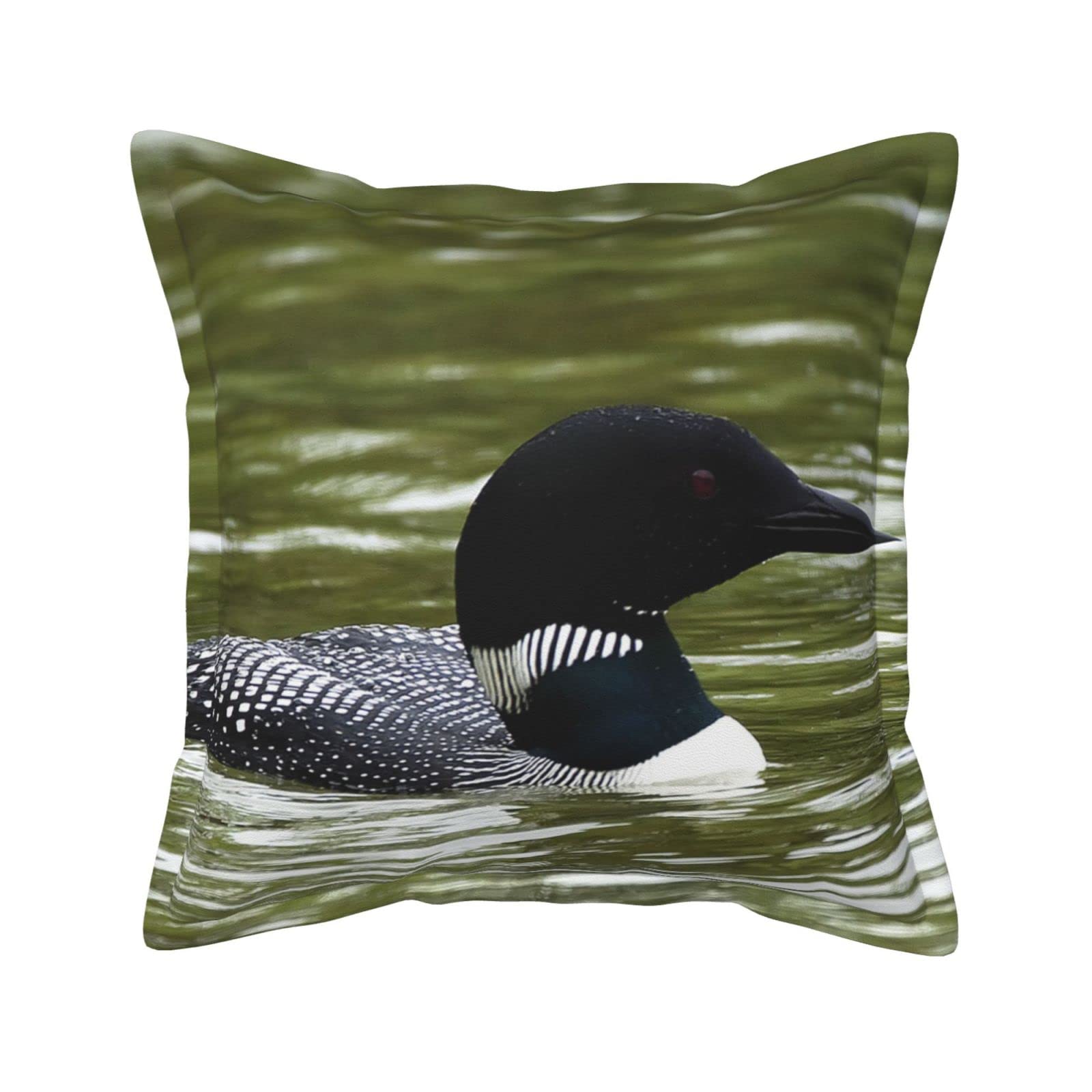 Housse de coussin en cuir luxe Loon Nature déco oiseau 45x45