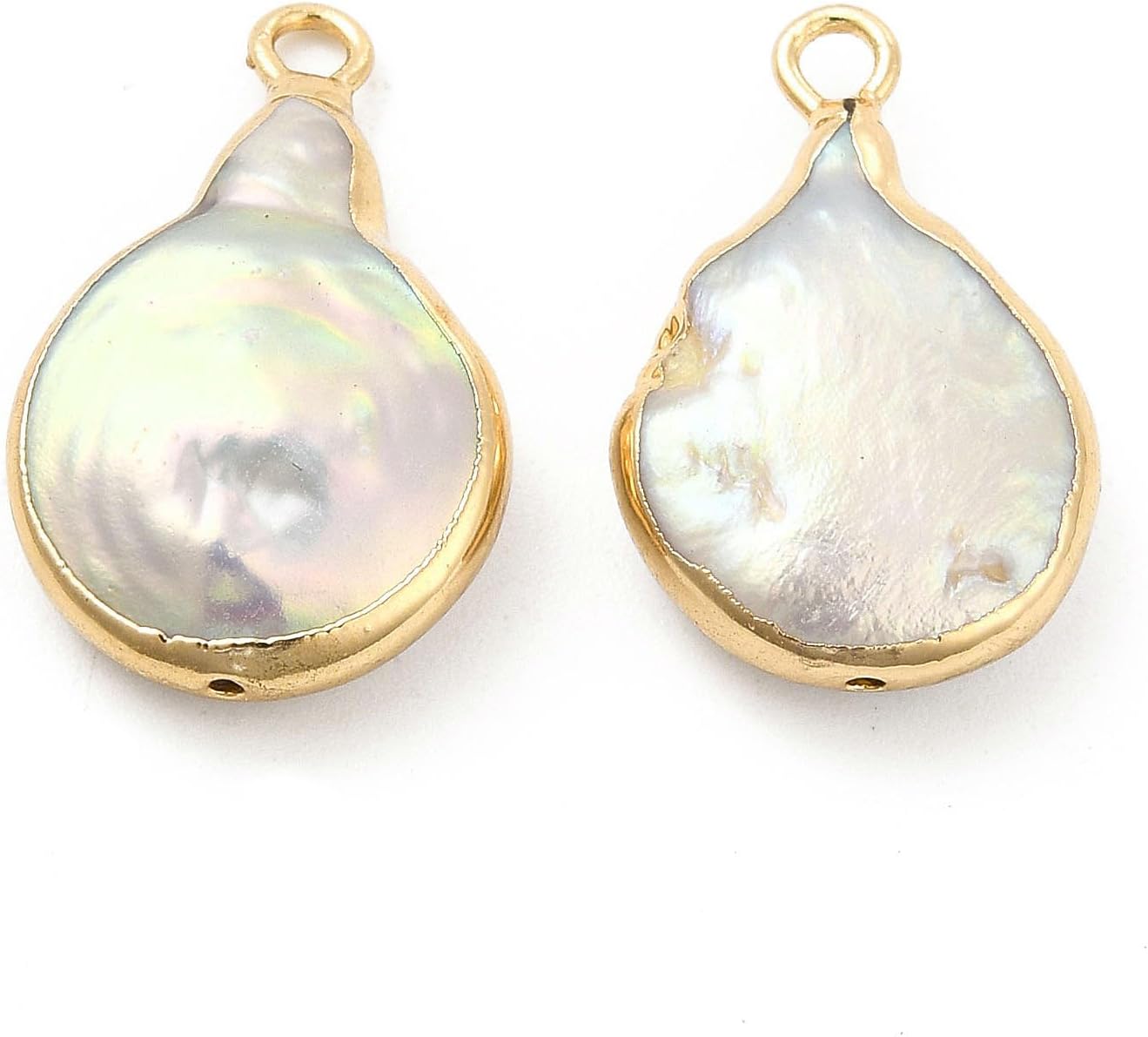 KitBeads 5Pcs Natural Freshwater Pearl Pendants Baroque Cultured Teardrop Pearl Charms with Brass Findings for Jewelry Making Necklaces Bracelets Crafts Bulk - Image 3