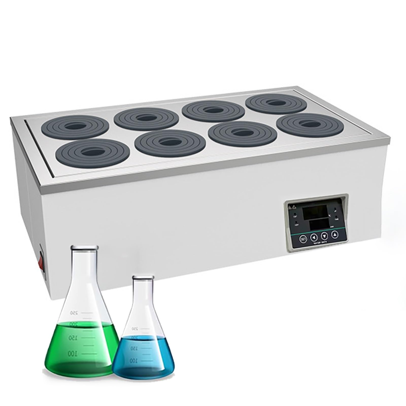 Baño de agua termostático digital, pantalla eléctrica con protección contra quemaduras en seco, temporizador y control de temperatura, calefacción de 360° para experimentos de laboratorio