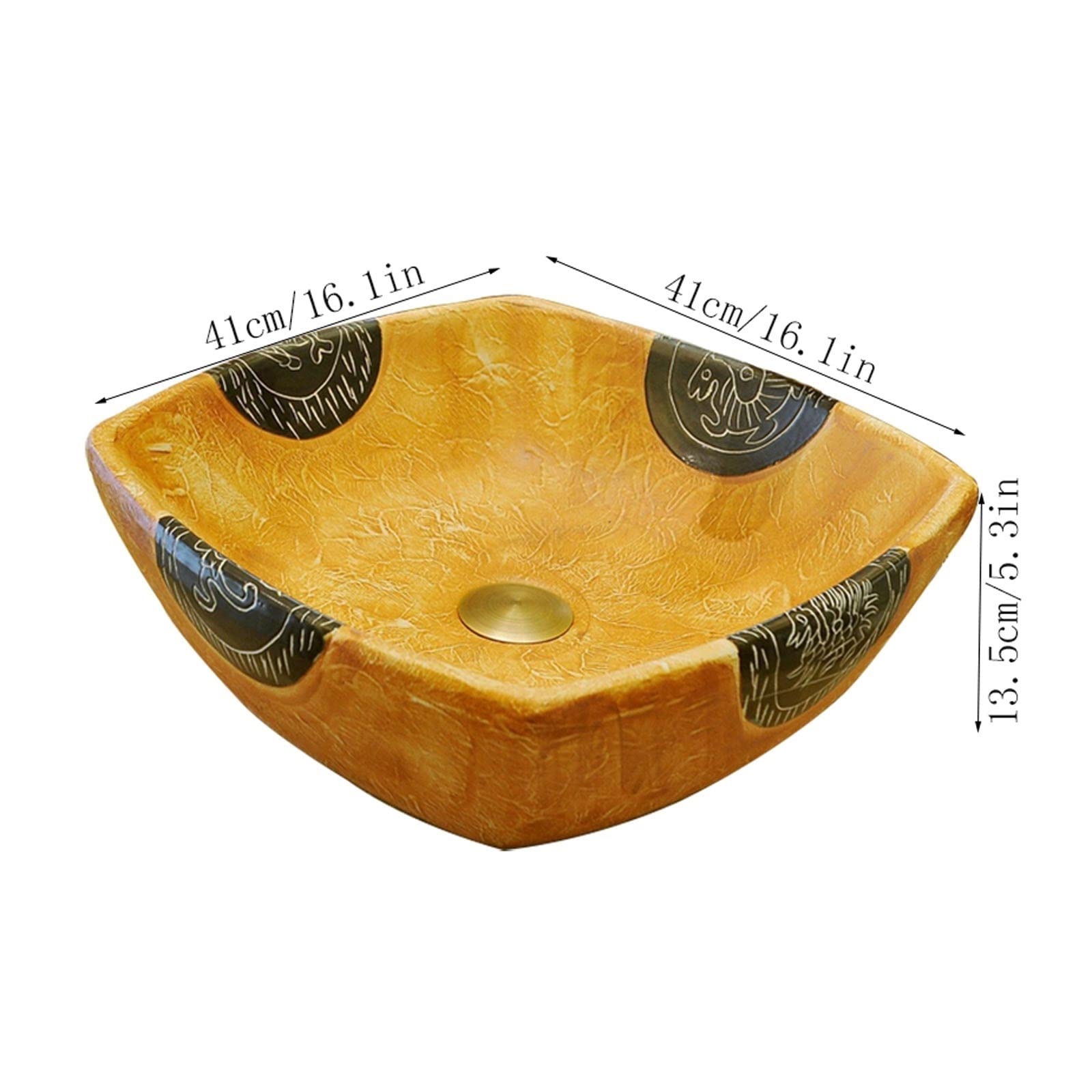 Umywalka wpuszczana do łazienki Vintage zlew łazienkowy blat zlewu sztuki kwadratowy naczynie porcelanowy zlew łazienkowy 16.1 "x16.1" x5.3" Umywalki łazienkowe(A)