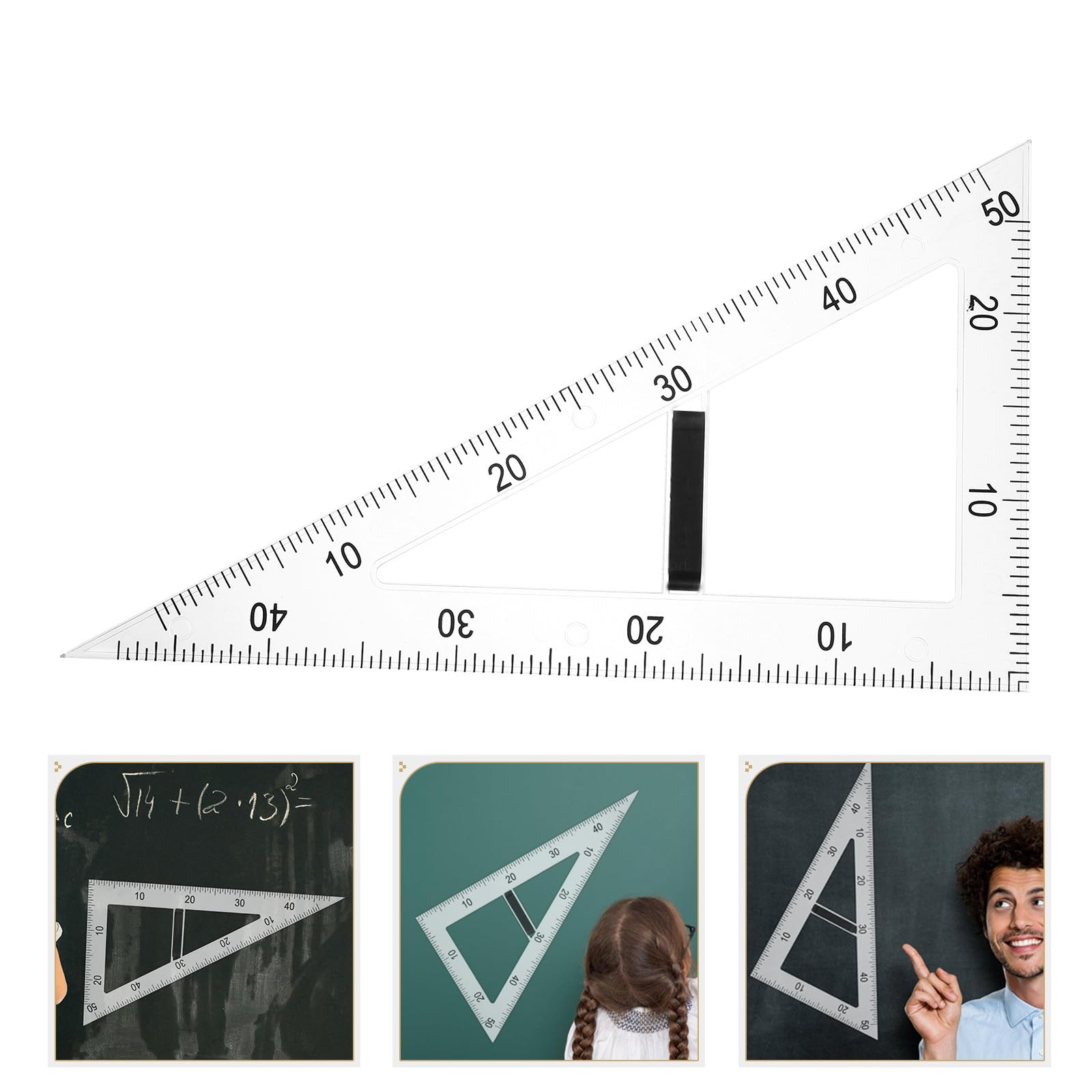 Healeved Magnetisches Dreieckiges Lehrlineal aus Abs mit 60-grad Winkelmesser für Mathematik und Physik Transparent Haftet an Magnetischen Oberflächen zur Vermeidung von Verlust