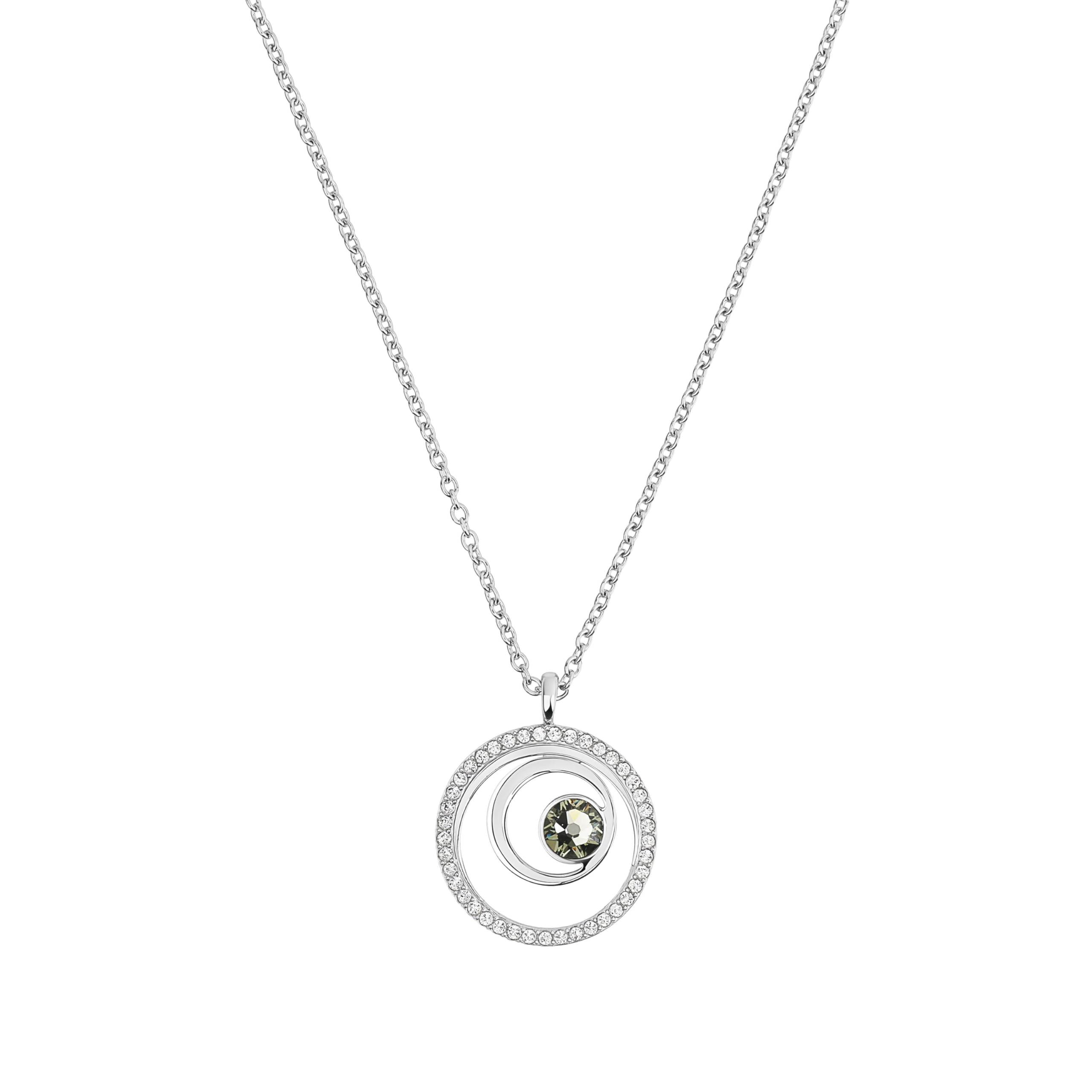 TOM TAILOR - Collana da Donna in Acciaio inox - Argentato - con Cristallo - Ciondolo a Doppio Cerchio - TT-N0074
