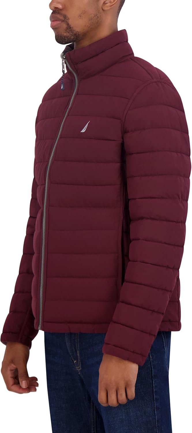 Nautica Men's Reversible Quilted Puffer Jacket –Midweight Mechanical Stretch Winter Coat