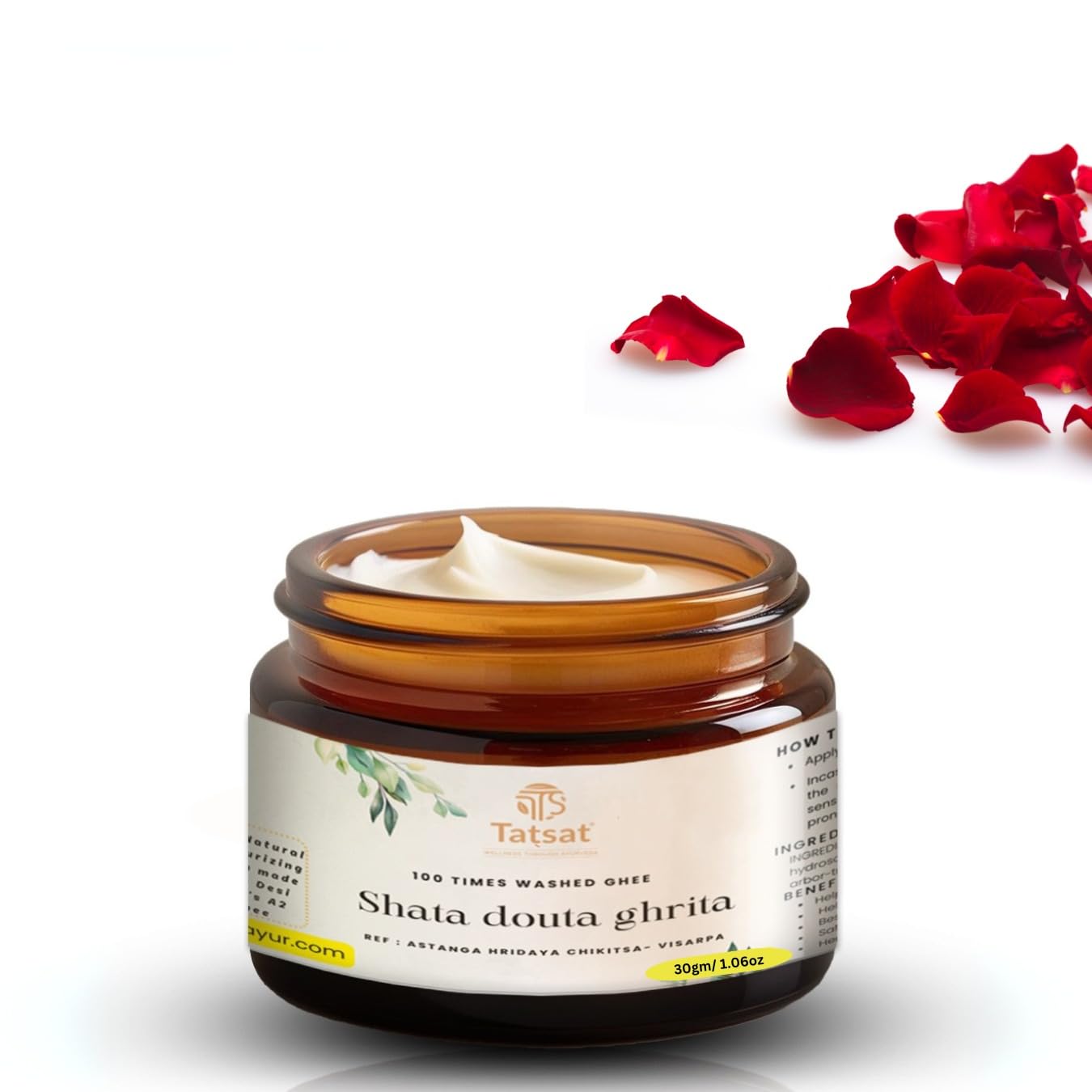 TATSAT, WELLNESS THROUGH AYURVEDA Shata Dhauta Ghrita 100 Times Washed Ghee Anti Aging Nourishing Cream Removes Stretch Marks