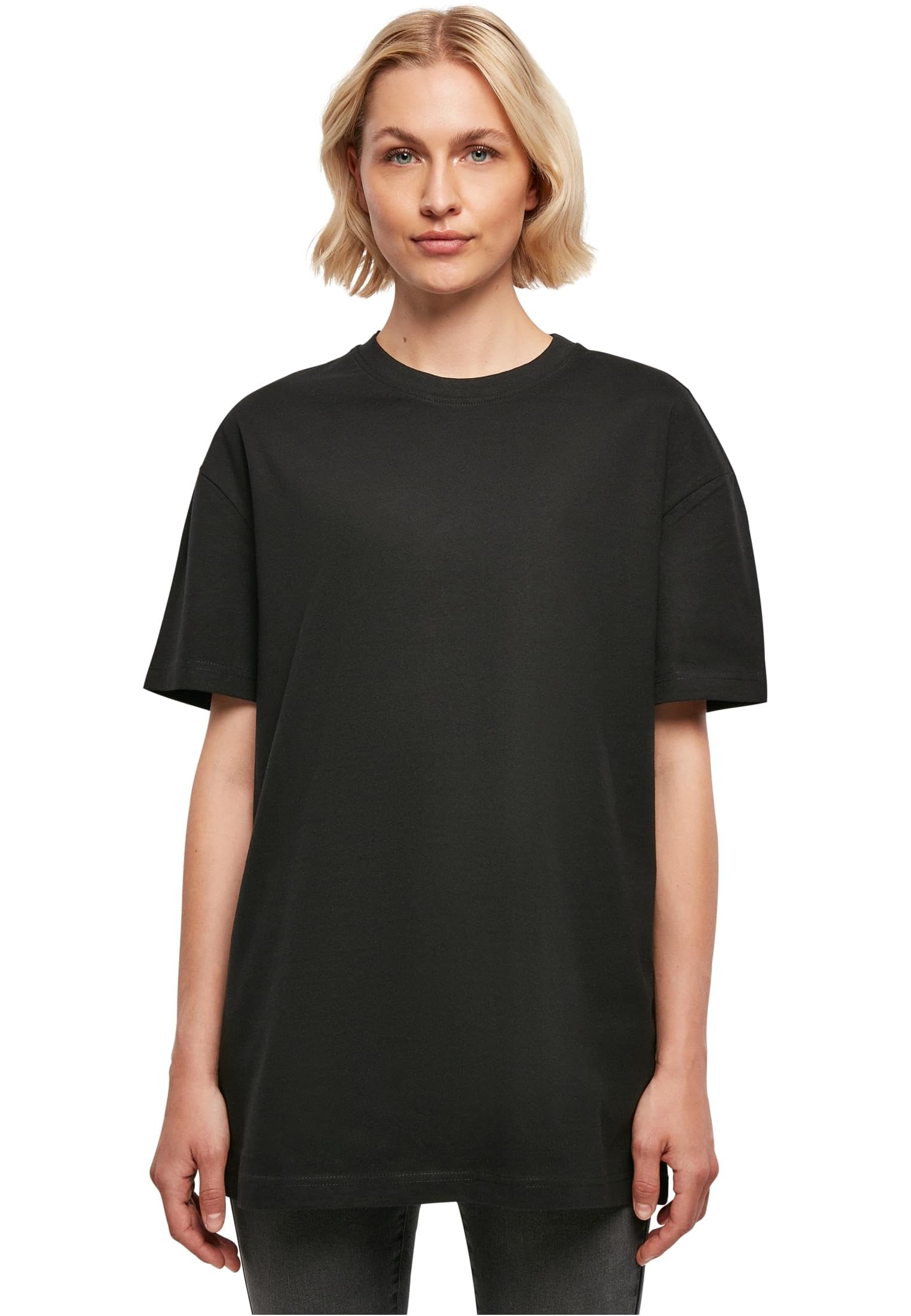 Build your Brand Women's Ladies Oversized Boyfriend Tee T-Shirt, Black, XL