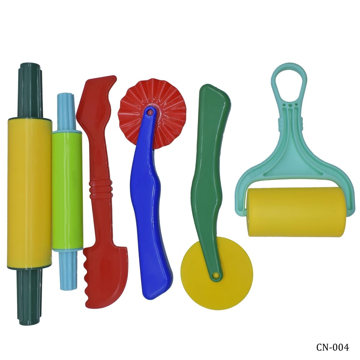 Aadya Crafts Clay Dough Tool Set, Plastic, Non-Toxic, 6 Pieces, Rolling Pins, Cutters and Rollers, for Kids, CN-004