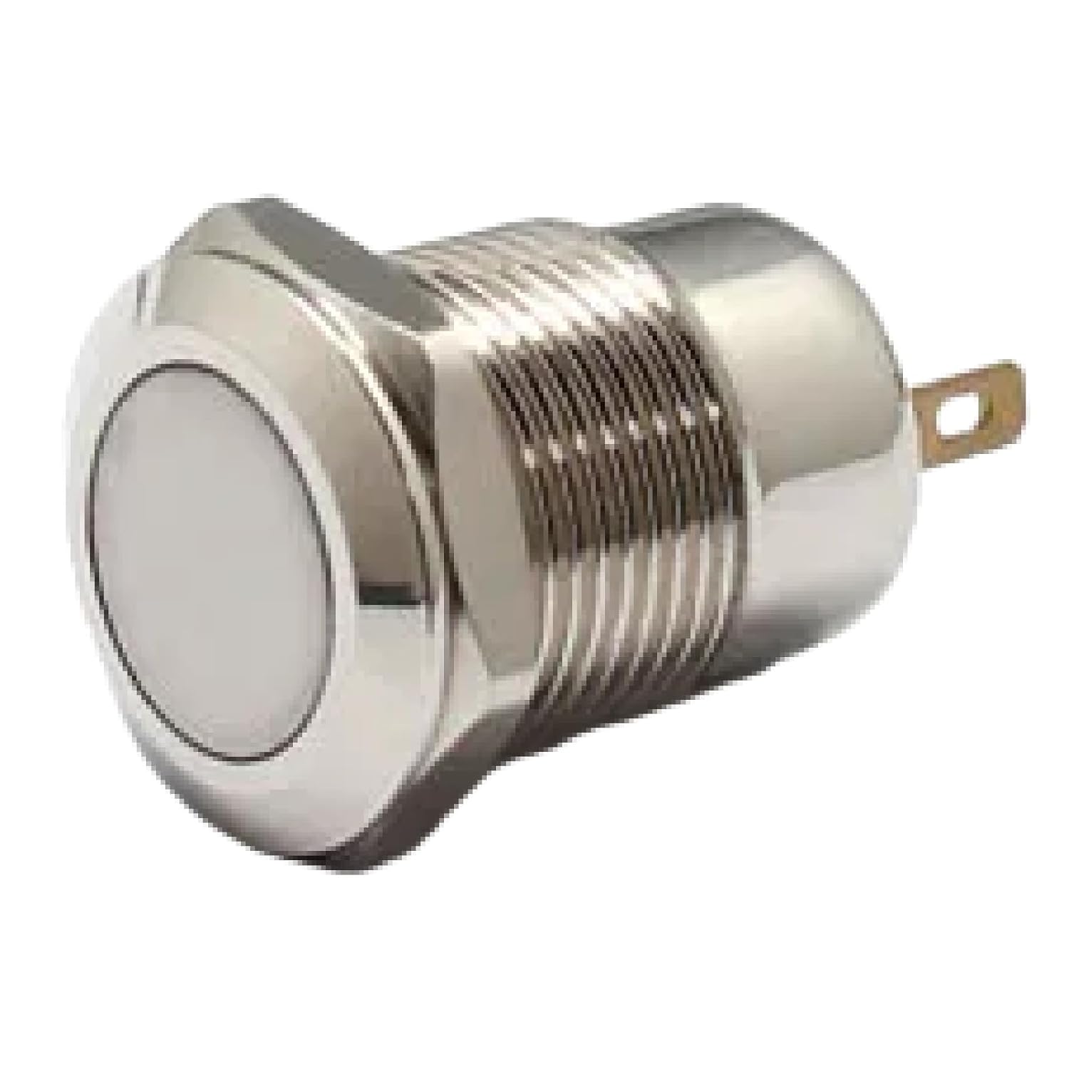12mm Metal Push Button Switch, LED Illuminated, Nickel-Plated Brass, 12VDC, 2-4 Pin Latching Design, Anti-Vandal Construction (Yellow MOMENTARY)