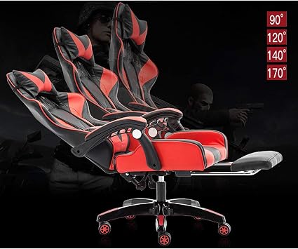 Game Chair Computer Office Chair Executive Chair E-sports Chair Reclining High Back (90-170°) Adjustable with Back/Lumbar/Foot Support