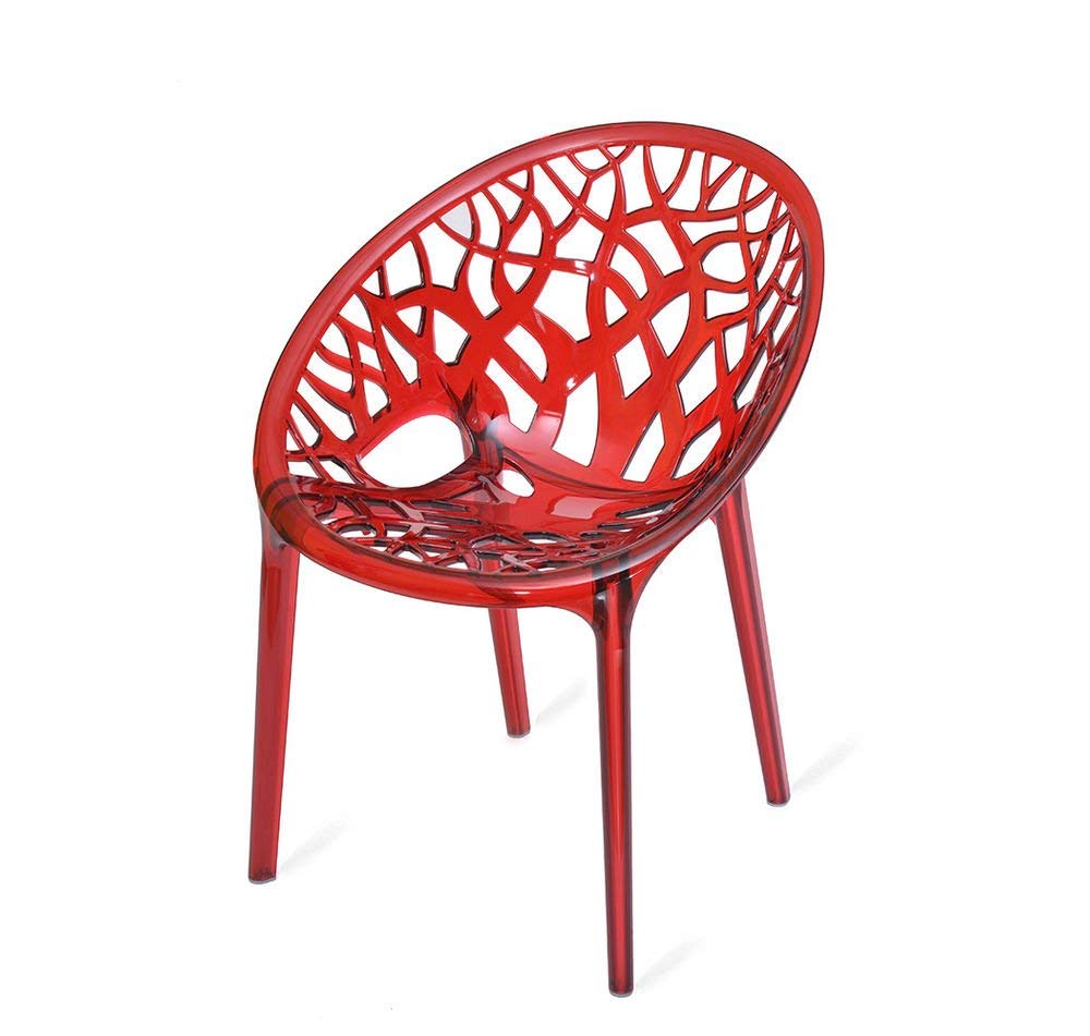 Nilkamal Mid Back Chair with Arm CRYSTALPC| Chair for Living Room, Bed Room, Kitchen, Office Room, Outdoor| 100% PolyPropylene Stackable Chair | (Red Wine)-image-0