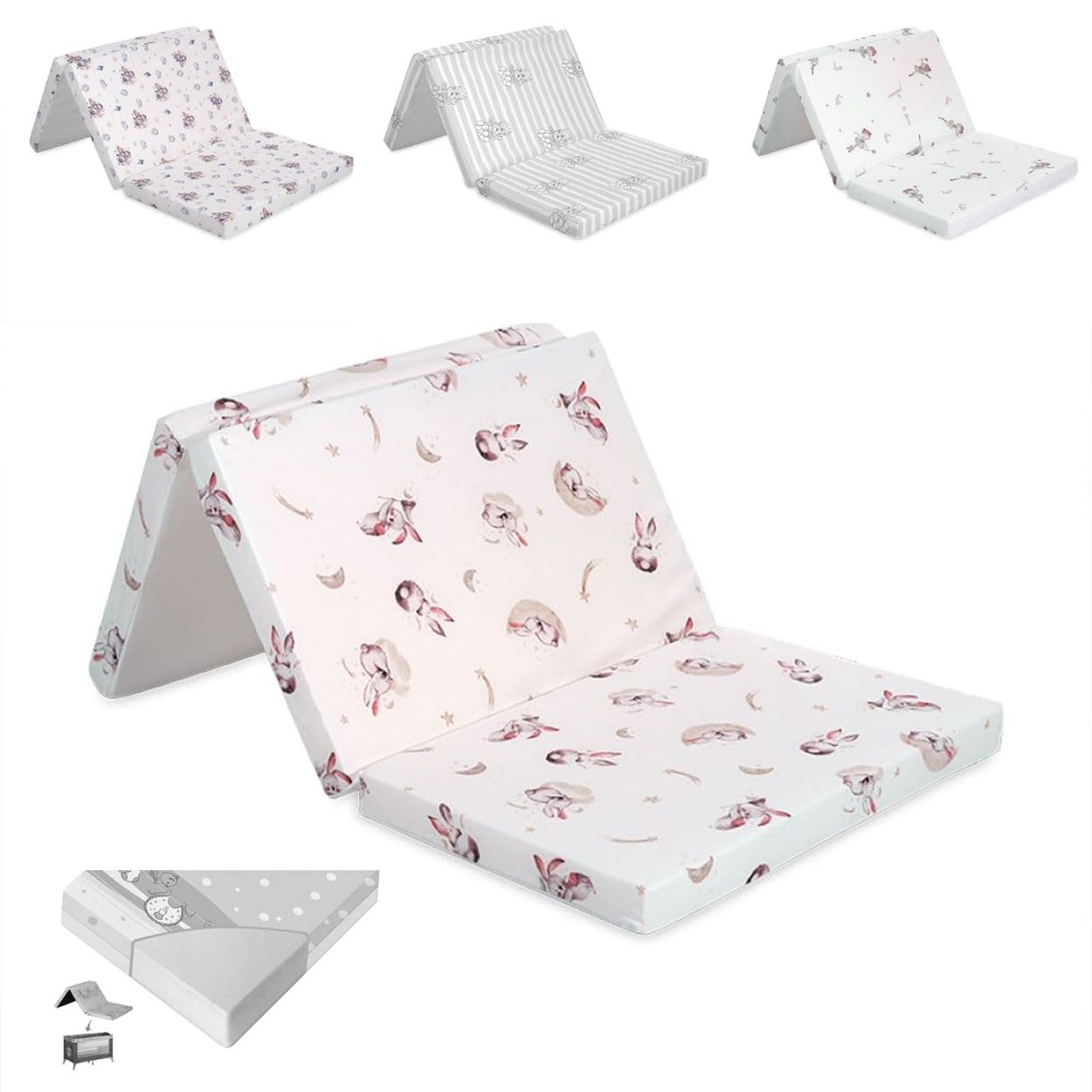 Lorelli Materac dziecięcy Classic składany, 120 x 60 x 5 cm, poszewka nadająca się do prania pianka, kolor: beżowy
