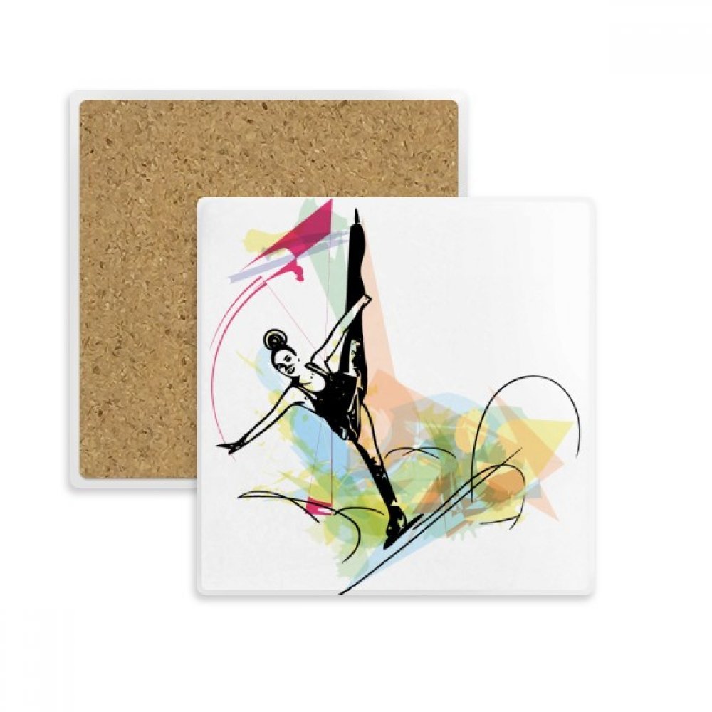 Dessous de verre patinage artistique multicolore et support pierre absorbante