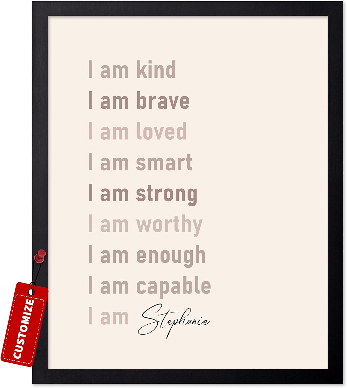 Poster Master Personalized Positive Affirmations Print, Customized Typography Poster and Canvas, Mental Health & Wellness Art, Gift for Family, Friends, Available in 8x10 to 30x40