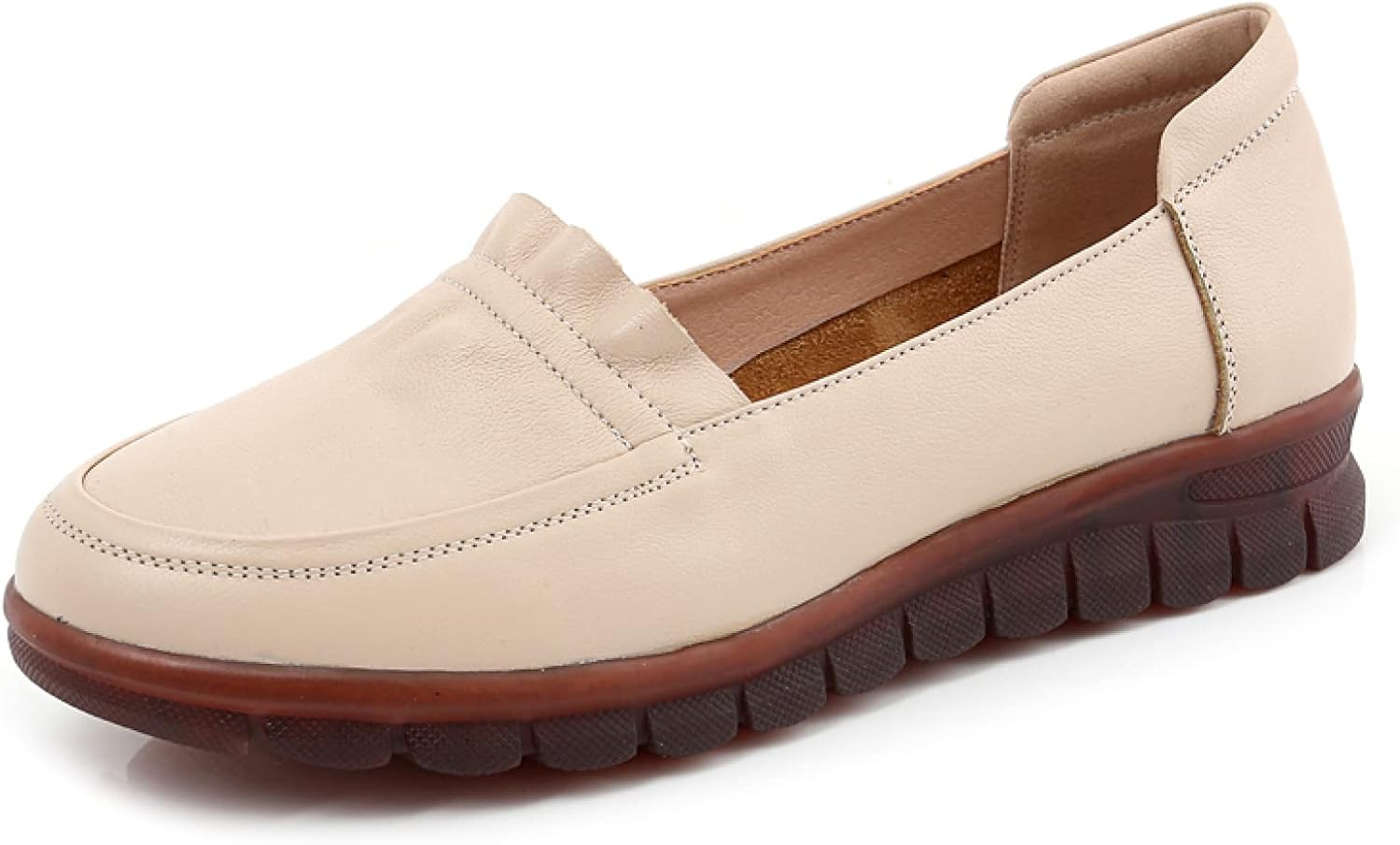 [PANLON] レディース モカシンシューズ アプリコット ナースシューズ ウォーキングシューズ 婦人靴 モカシン 23.0cm