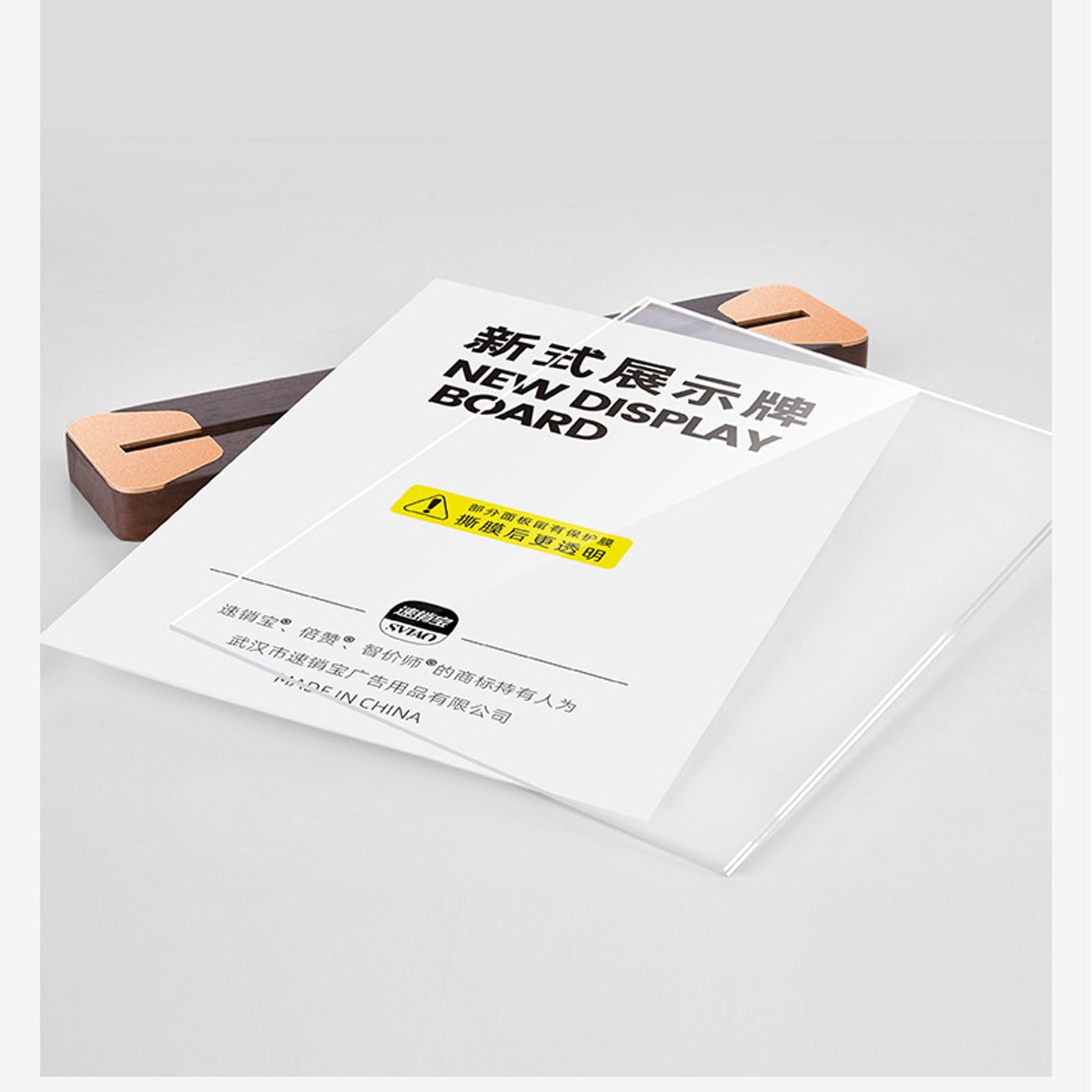 Porta menu con cartello in acrilico, confezione da 2, base in noce, A4, A5, A6, ristorante, negozio, hotel, ufficio, commercio(A5(148X210mm))