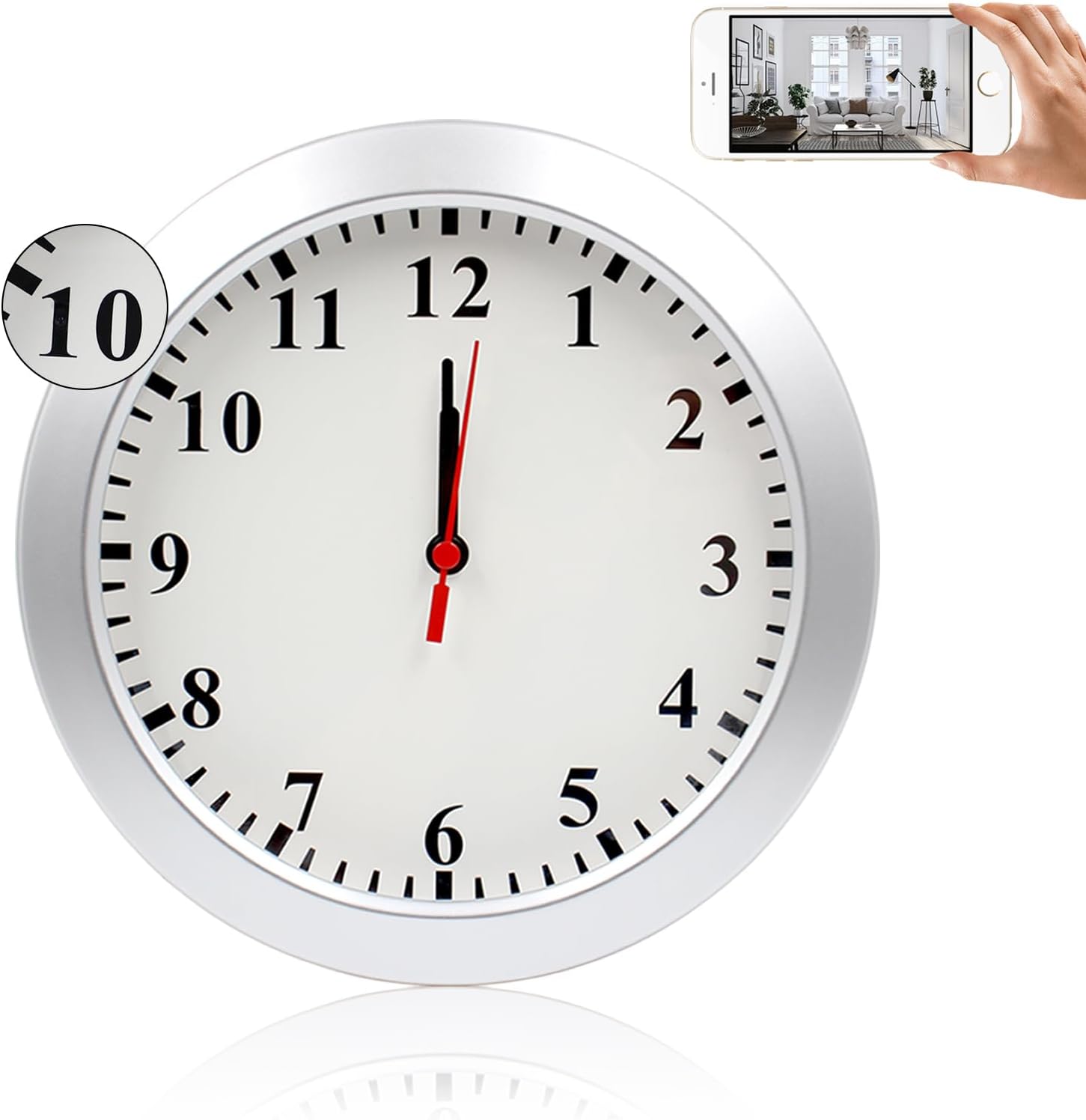 WiFi Security Camera Clock,1080P Wireless Security Cameras Wall Clock Nanny Cam with Motion Detection Alarm/Remote View, Indoor Covert Security Secret Camera Surveillance